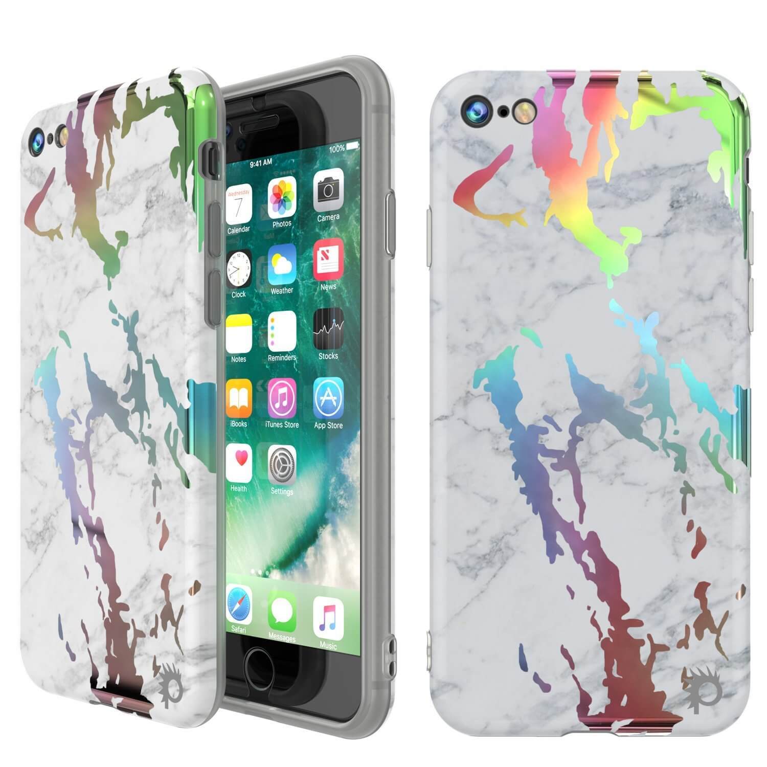 Punkcase iPhone 8 / 7 Marble Case, Protective Full Body Cover W/9H Tempered Glass Screen Protector (Blanco Marmo)