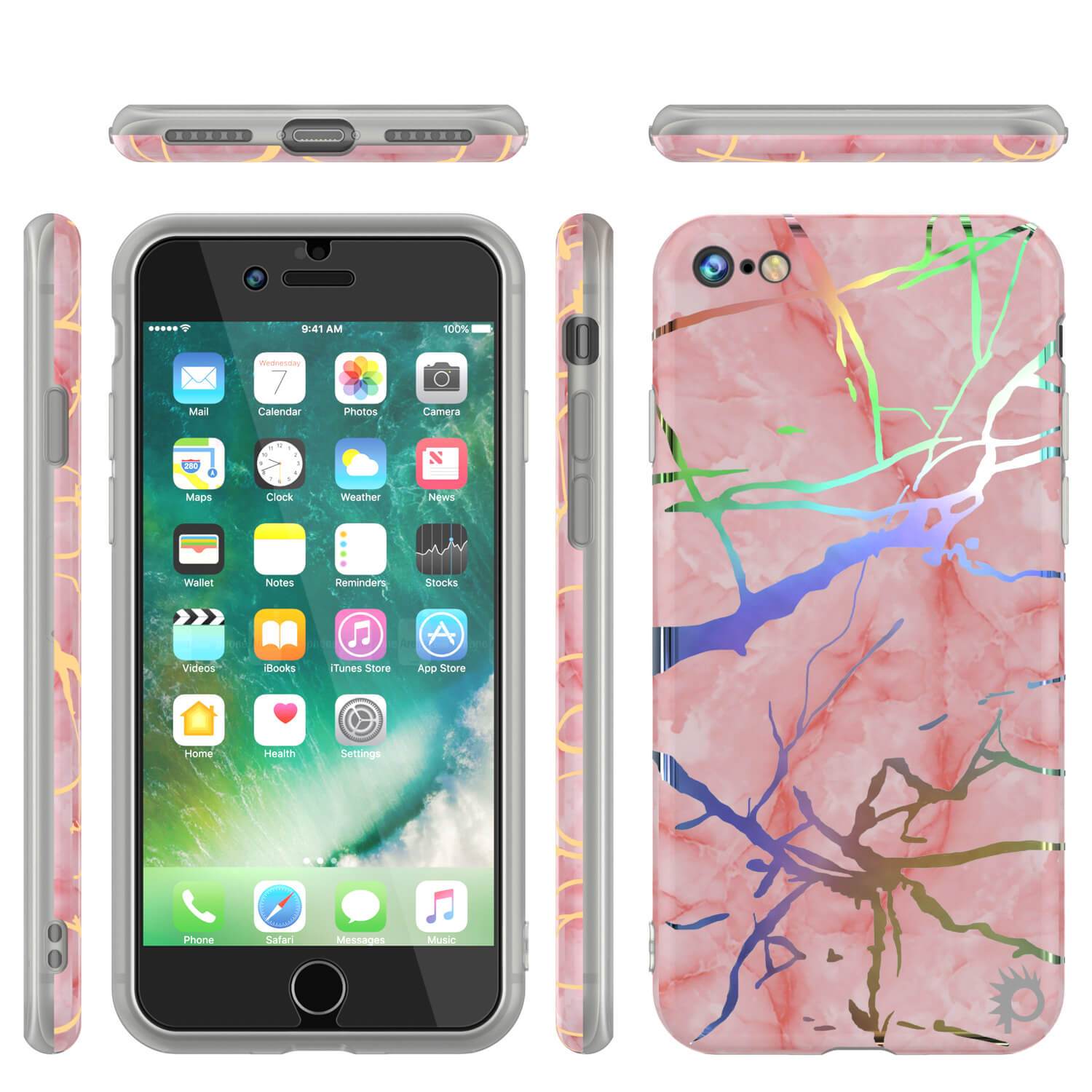 Punkcase iPhone 8 / 7 Marble Case, Protective Full Body Cover W/9H Tempered Glass Screen Protector (Rose Mirage)