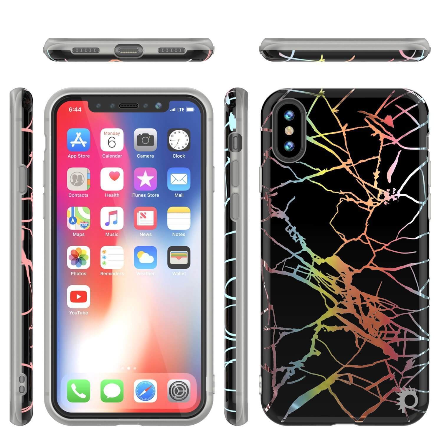 Punkcase iPhone XProtective Full Body Marble Case | Black Mirage Cover