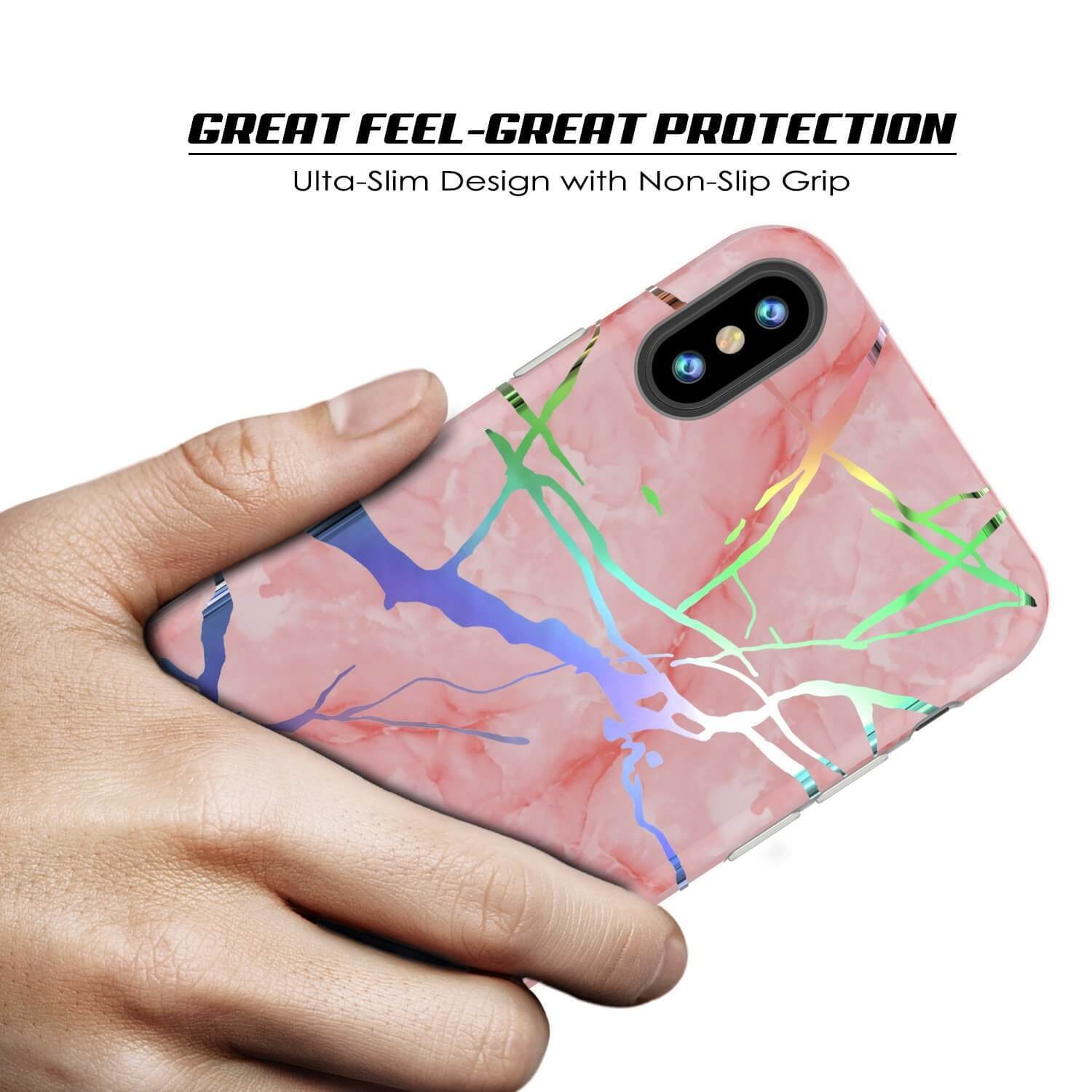 Punkcase iPhone X Protective Full Body Marble Case | Rose Gold Mirage