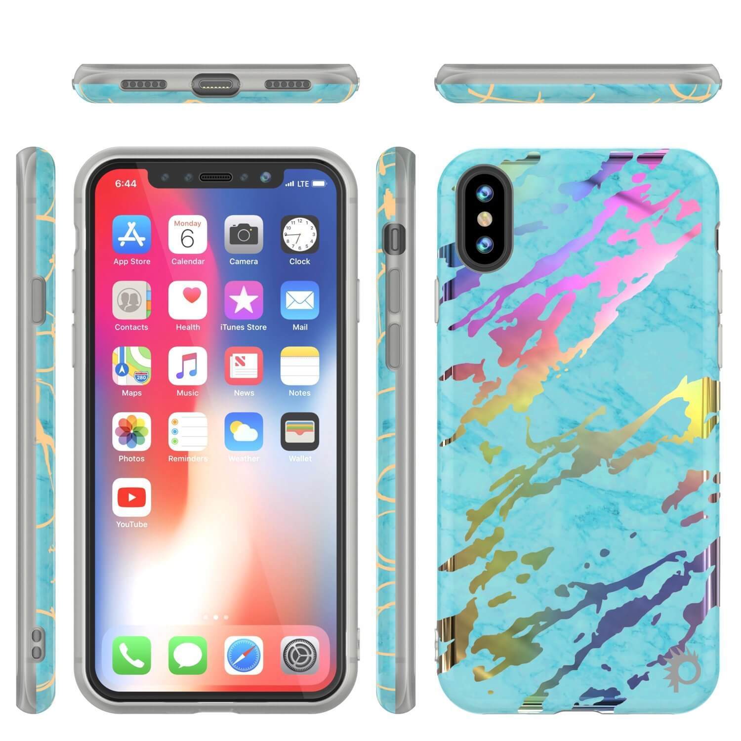 Punkcase iPhone X Protective Full Body Marble Case | Teal Onyx