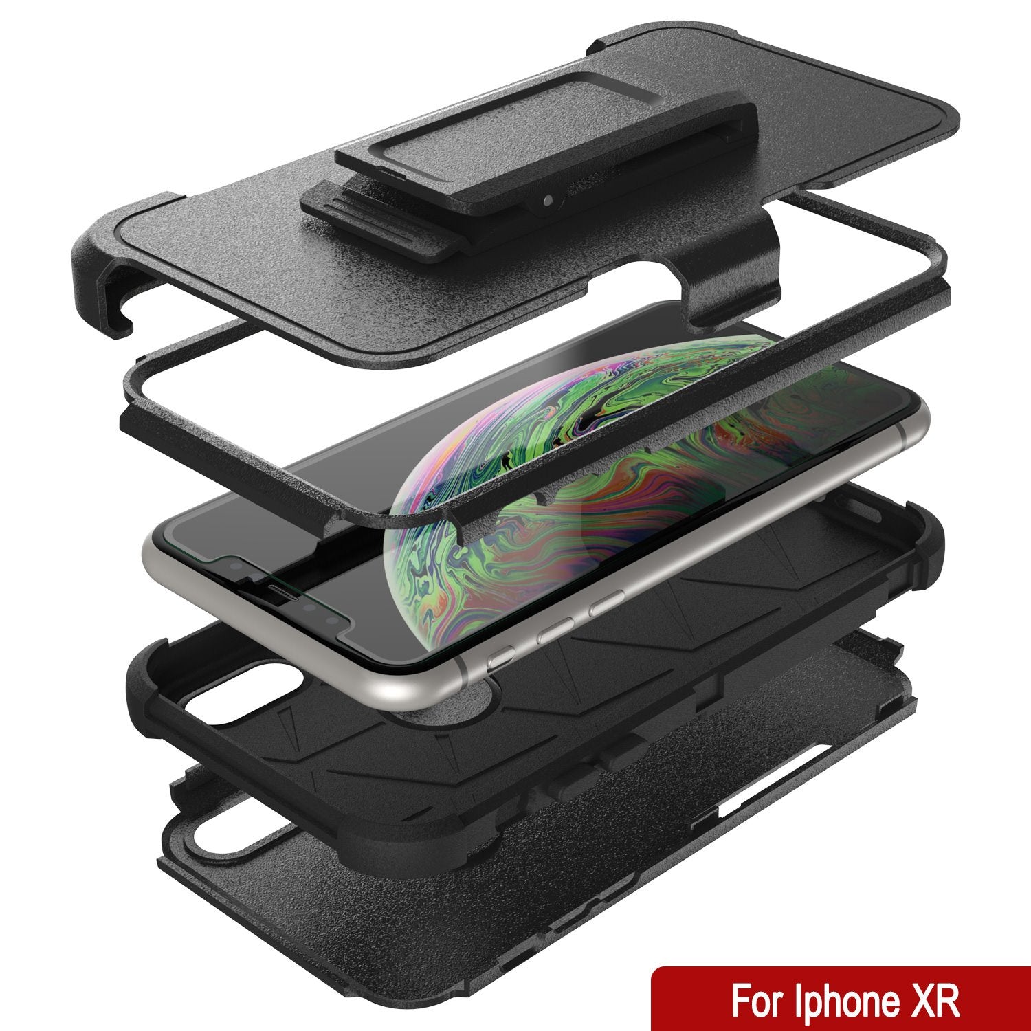 Punkcase for iPhone XR Belt Clip Multilayer Holster Case [Patron Series] [Black]