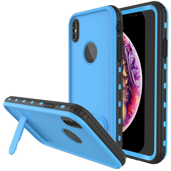 iPhone XR Waterproof Case, Punkcase [KickStud Series] Armor Cover [Light-Blue]