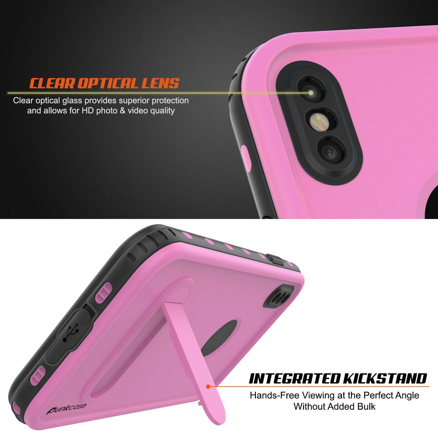 iPhone XR Waterproof Case, Punkcase [KickStud Series] Armor Cover [Pink]
