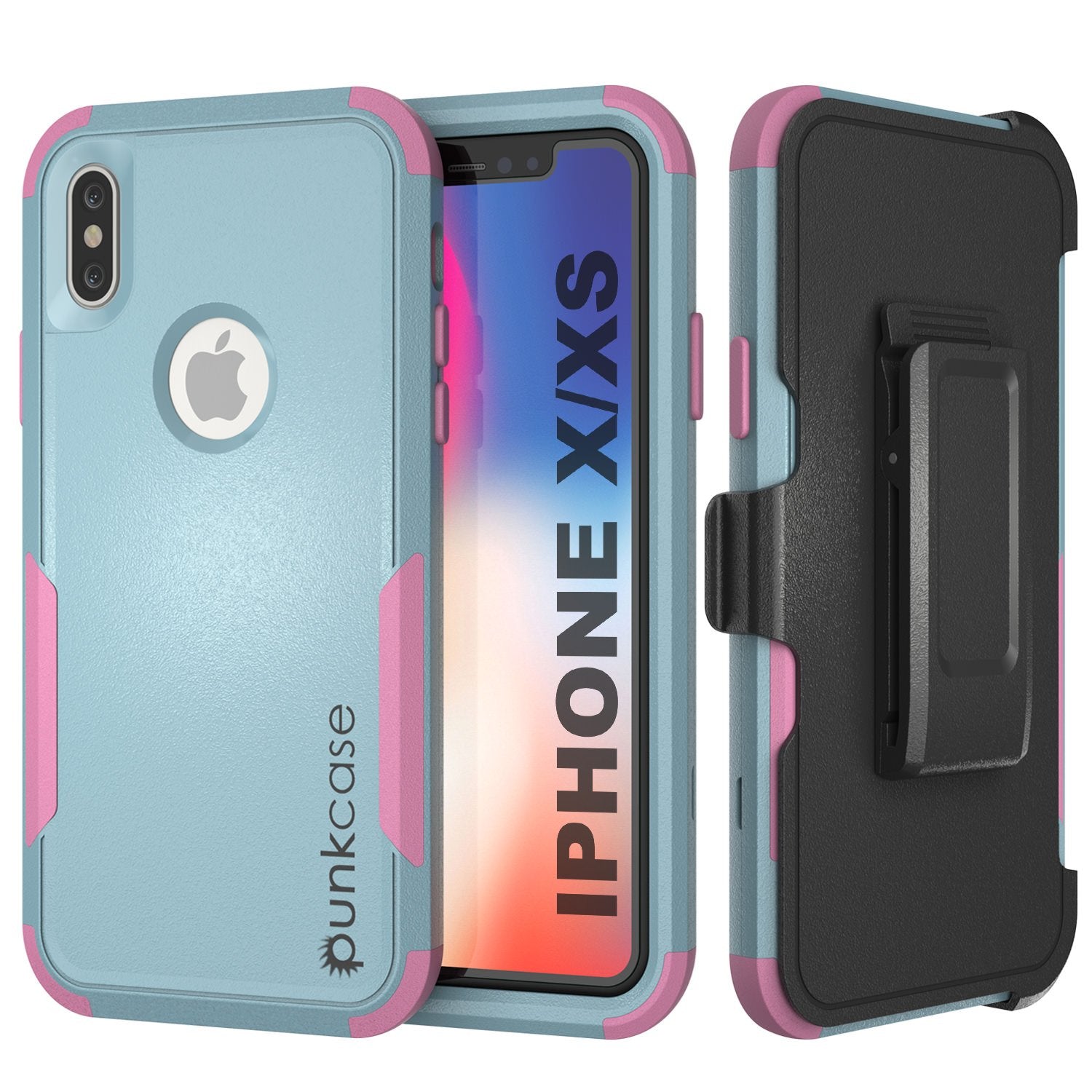 Punkcase for iPhone X Belt Clip Multilayer Holster Case [Patron Series] [Mint-Pink]