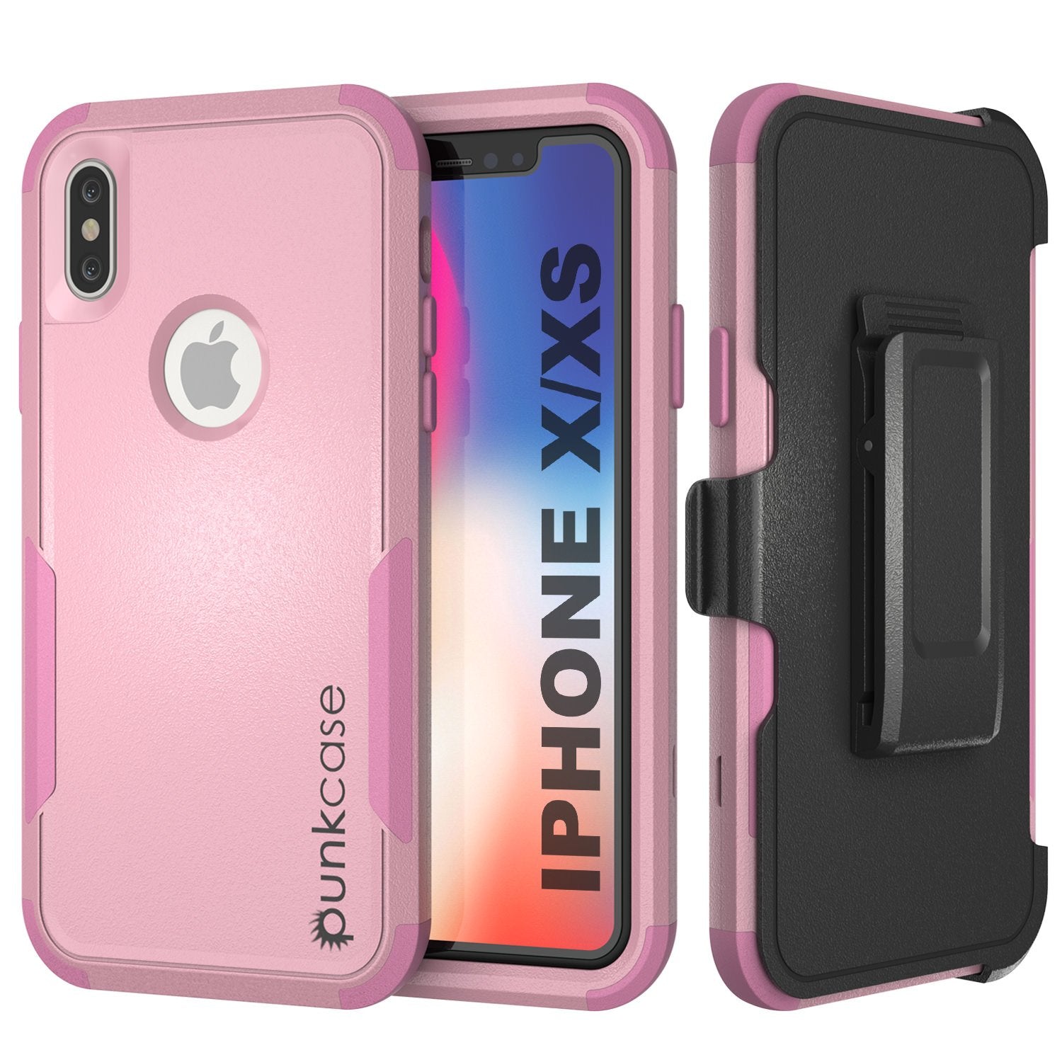 Punkcase for iPhone XS Belt Clip Multilayer Holster Case [Patron Series] [Pink]