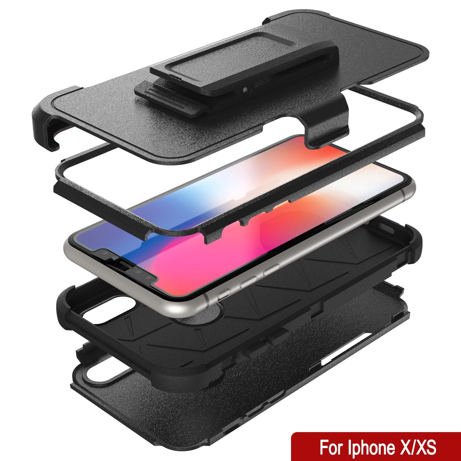 Punkcase for iPhone XS Belt Clip Multilayer Holster Case [Patron Series] [Black]