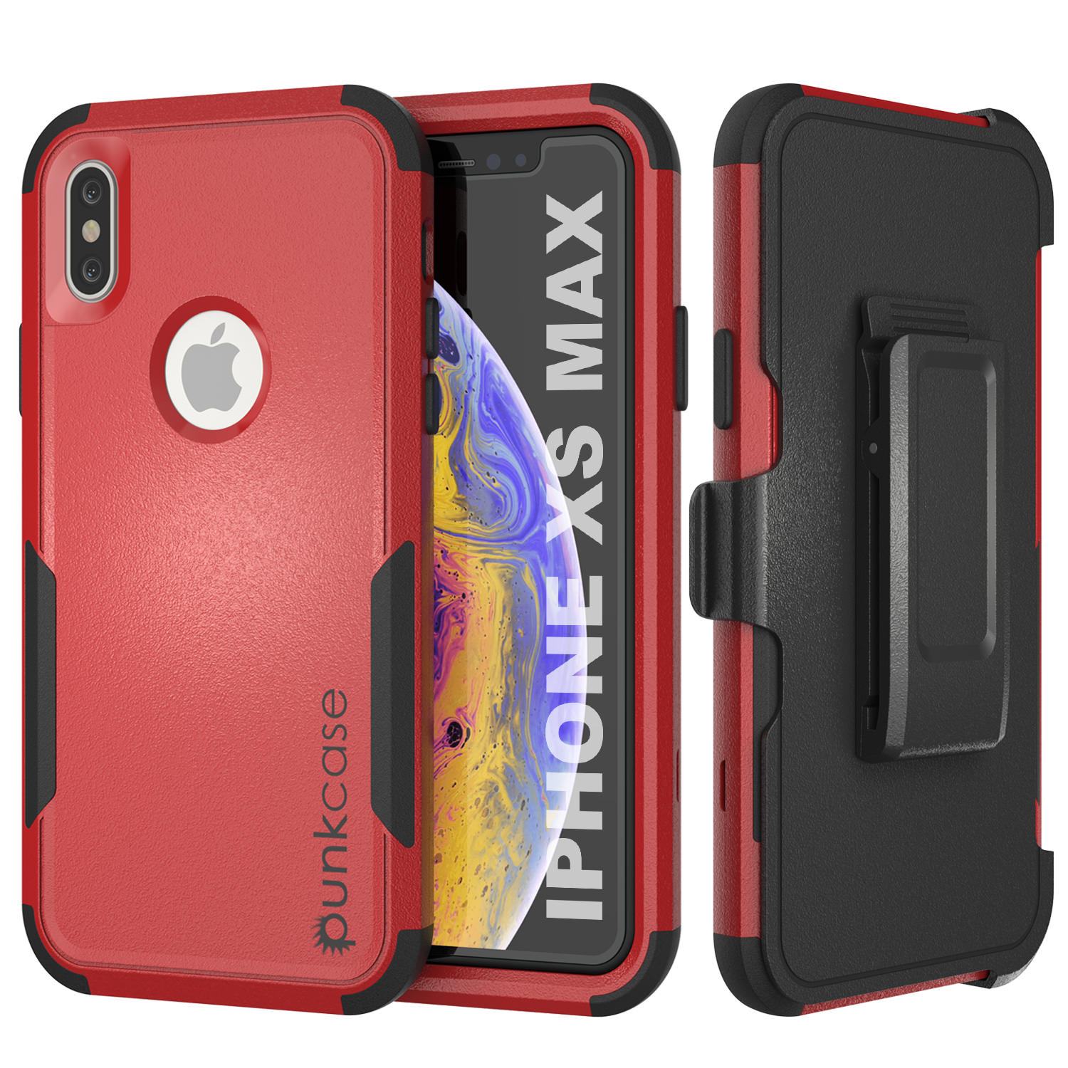 Punkcase for iPhone XS Max Belt Clip Multilayer Holster Case [Patron Series] [Red-Black]