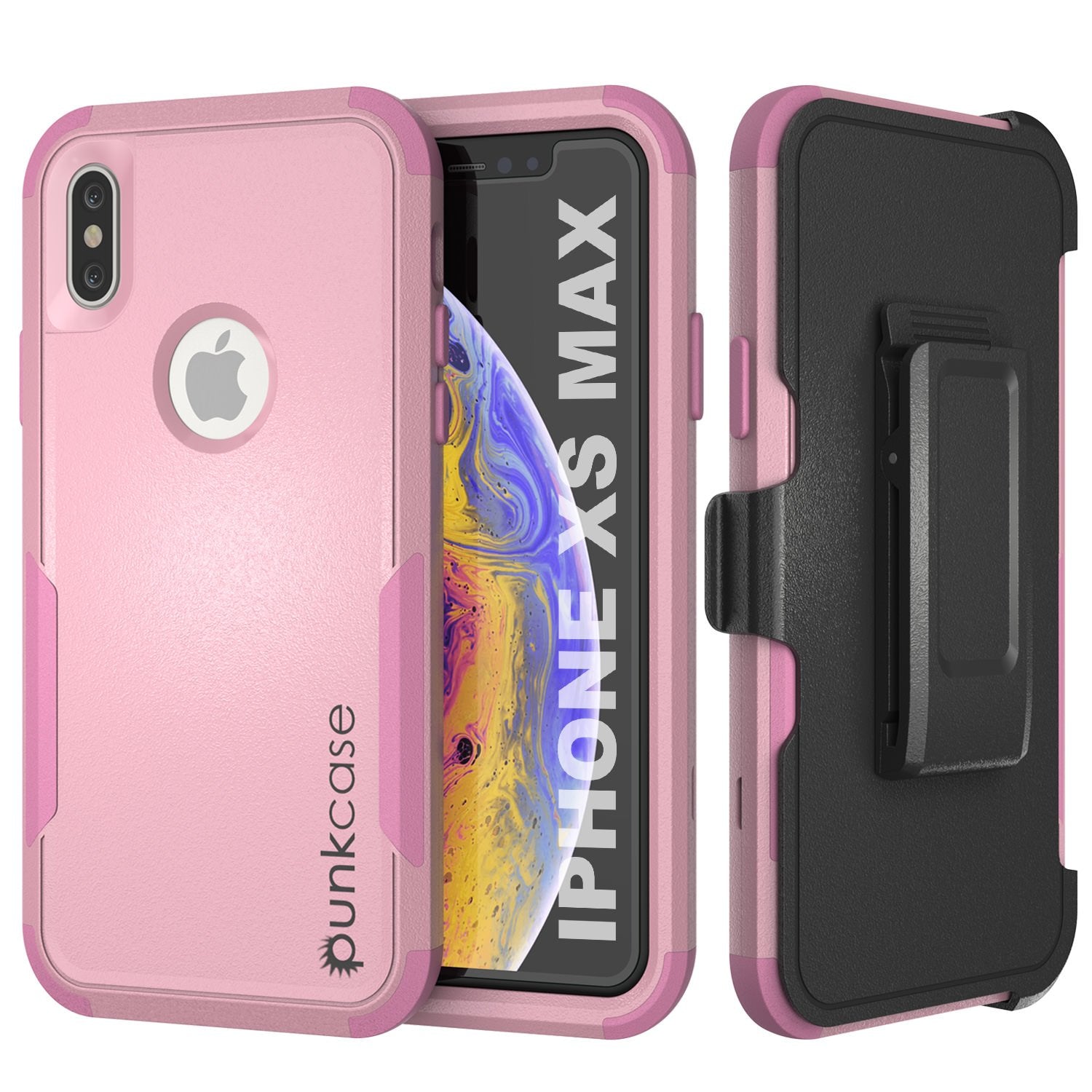 Punkcase for iPhone XS Max Belt Clip Multilayer Holster Case [Patron Series] [Pink]
