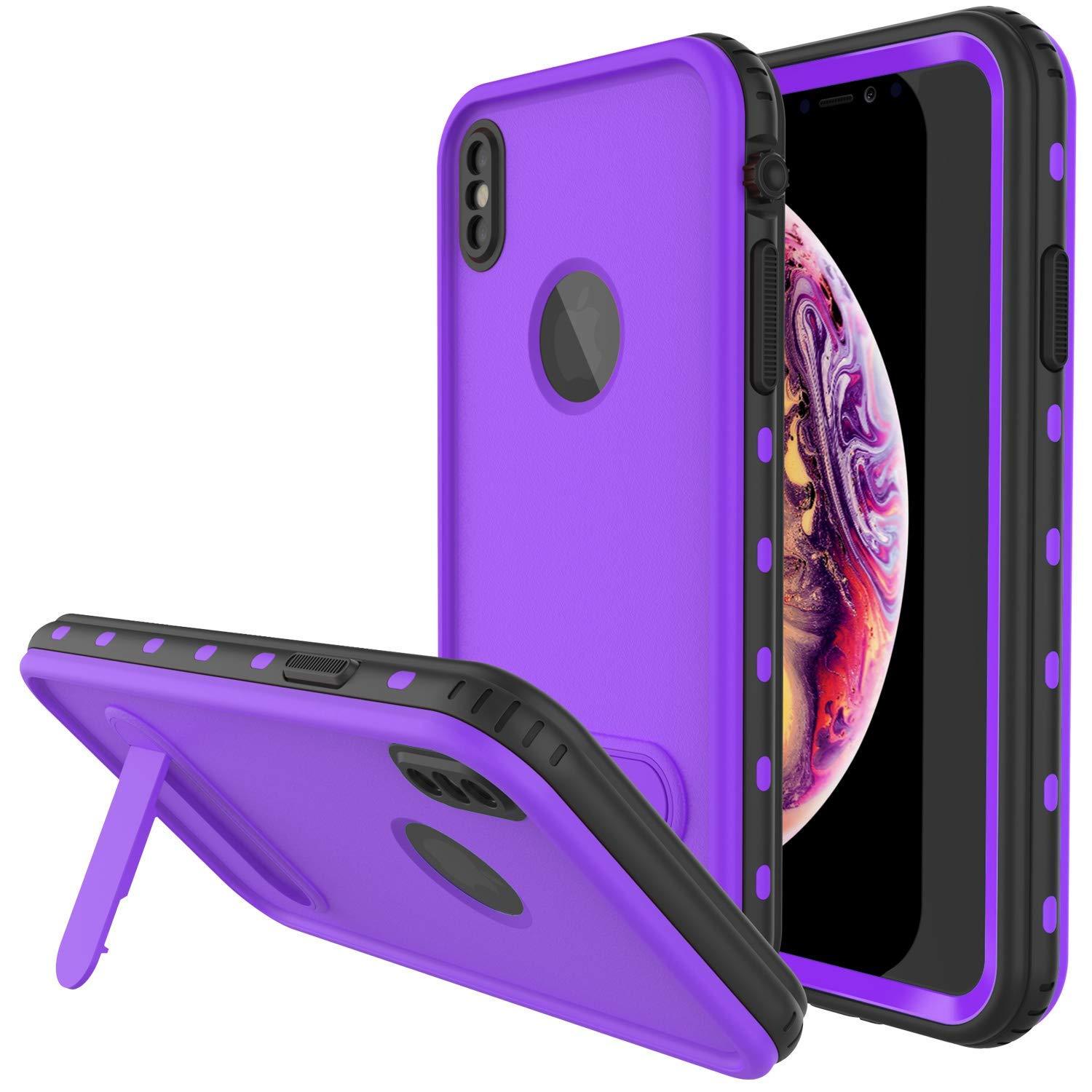 iPhone XS Max Waterproof Case, Punkcase [KickStud Series] Armor Cover [Purple]