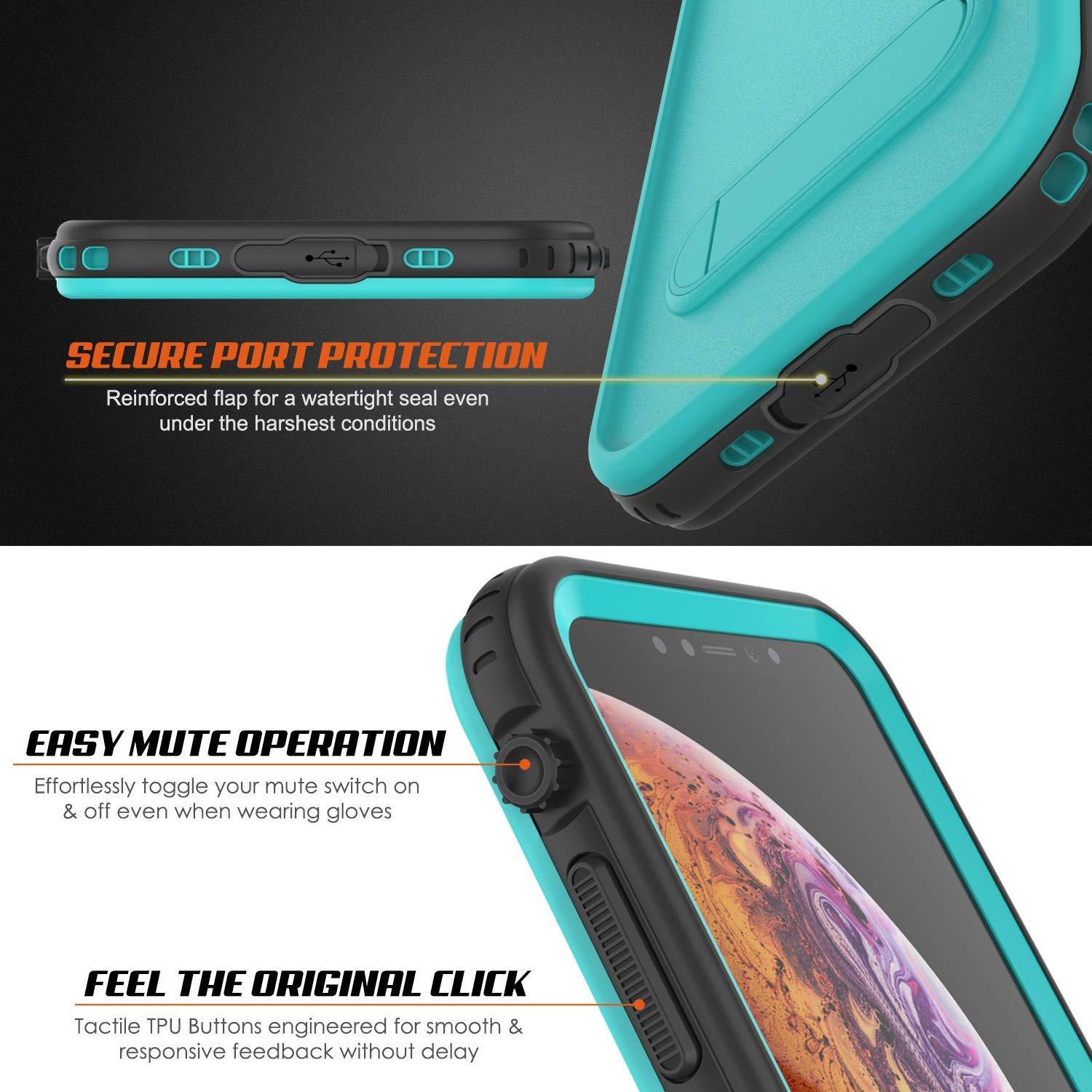 iPhone XS Max Waterproof Case, Punkcase [KickStud Series] Armor Cover [Teal]