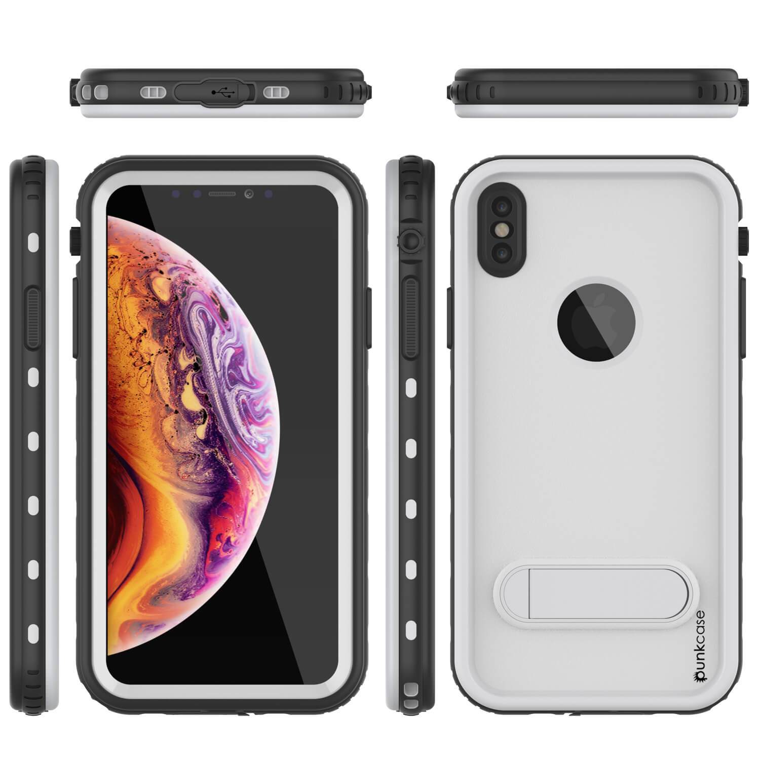 iPhone XS Max Waterproof Case, Punkcase [KickStud Series] Armor Cover [White]