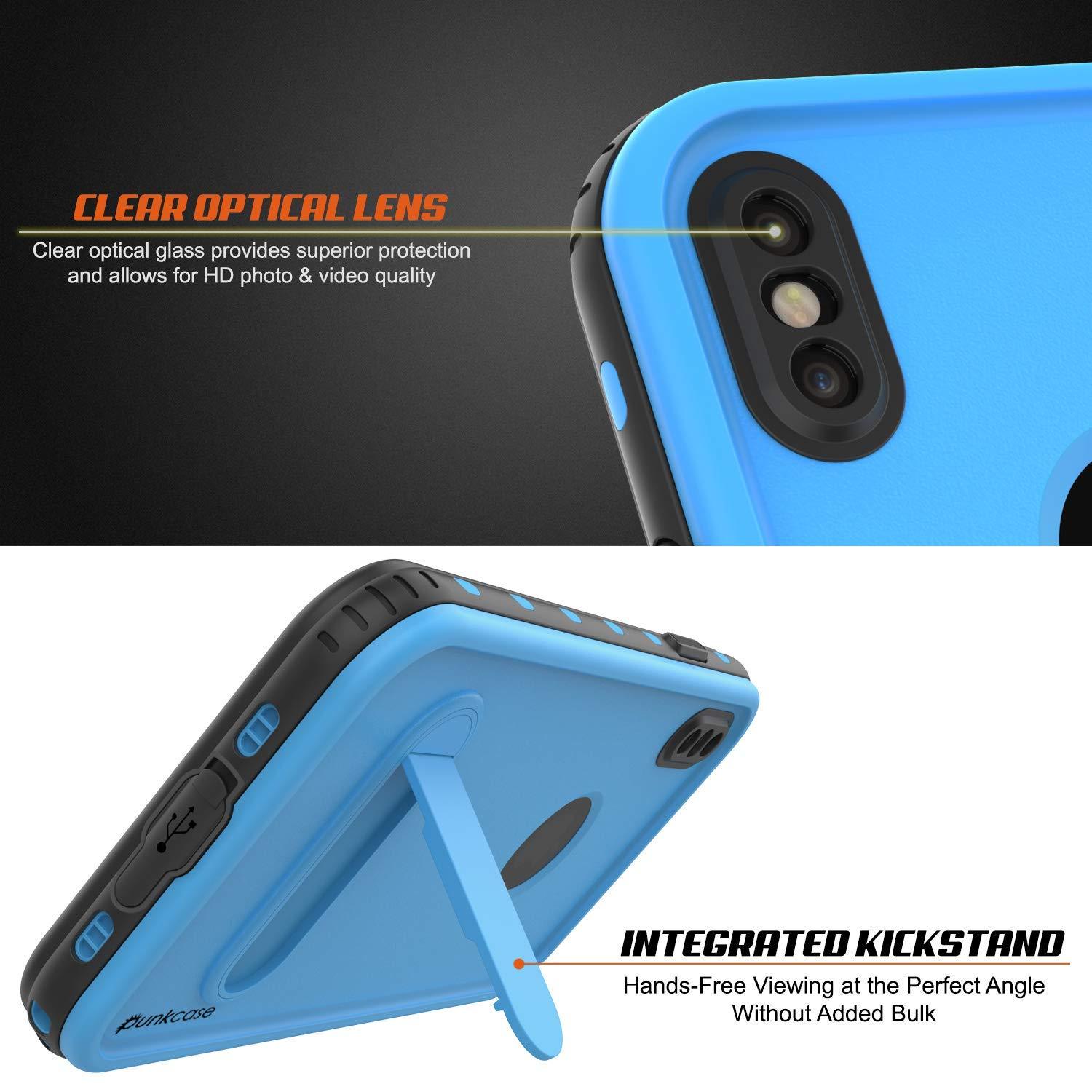 iPhone XS Waterproof Case, Punkcase [KickStud Series] Armor Cover [Light-Blue]