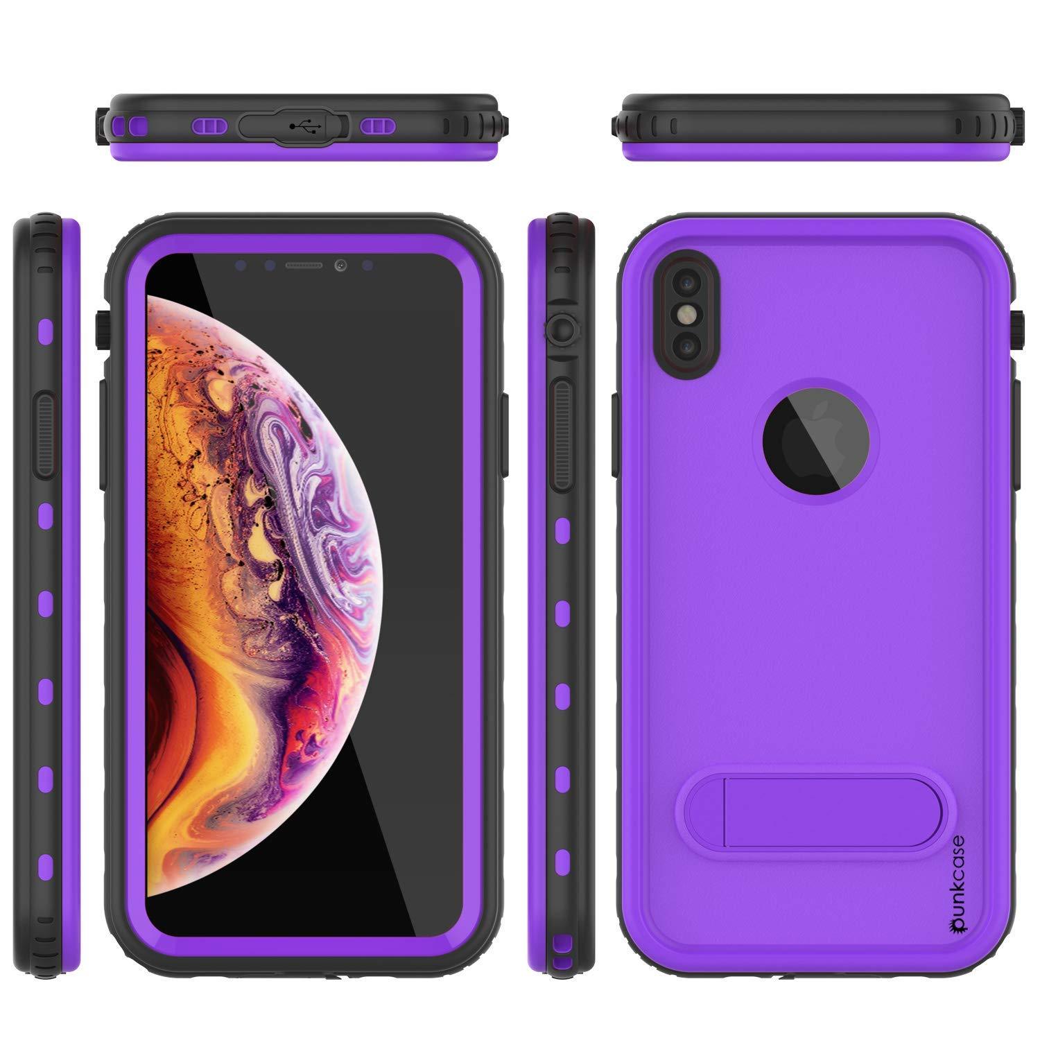 iPhone XS Waterproof Case, Punkcase [KickStud Series] Armor Cover [Purple]