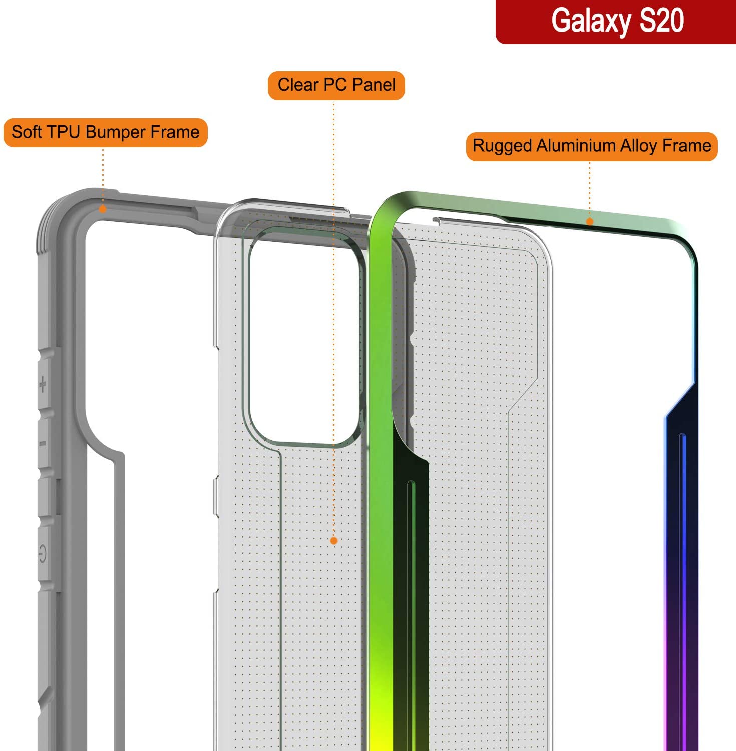 Punkcase S20 ravenger Case Protective Military Grade Multilayer Cover [Rainbow]