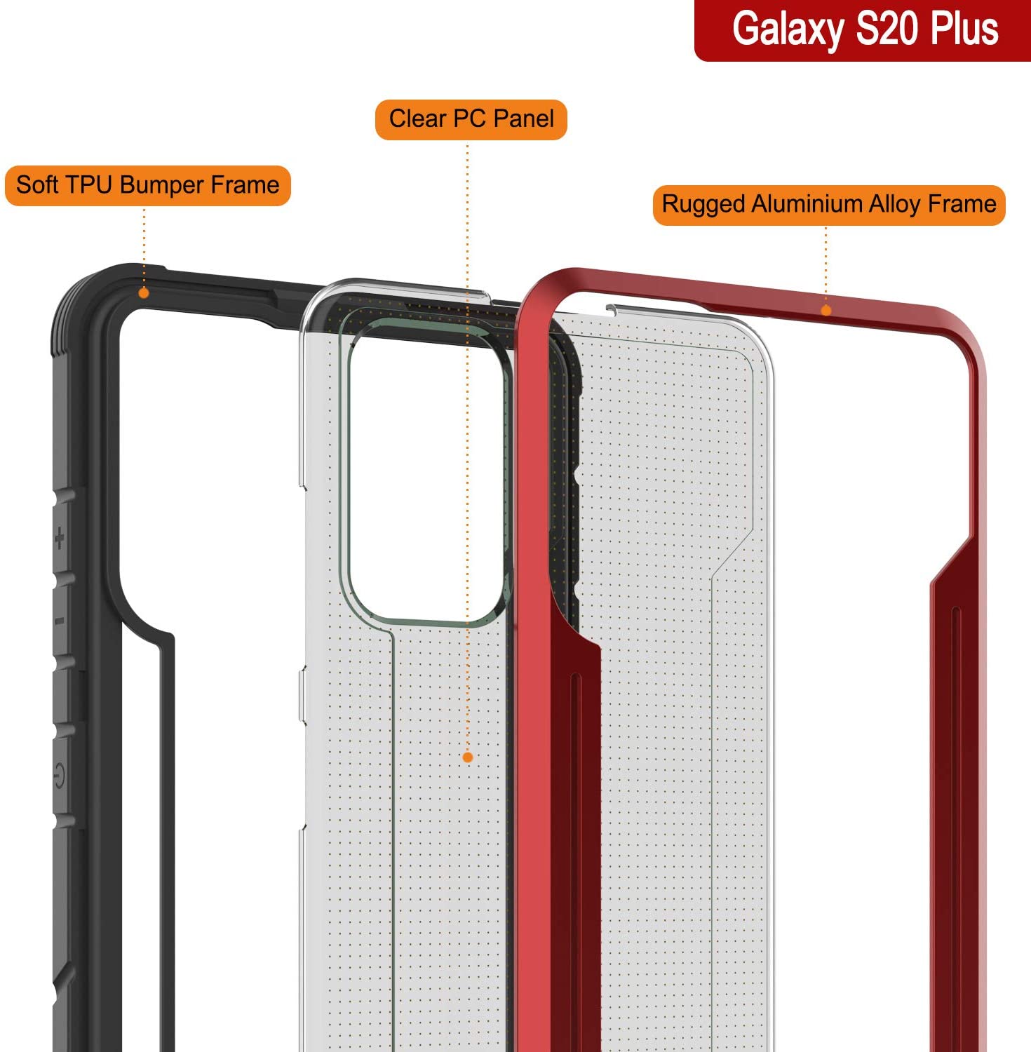 Punkcase S20+ Plus ravenger Case Protective Military Grade Multilayer Cover [Red]