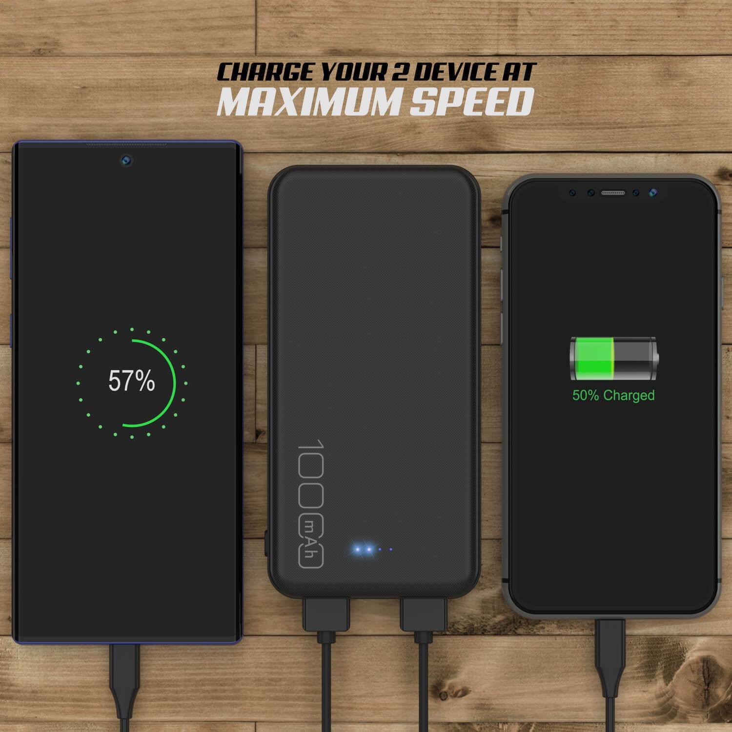 PunkCase PowerBank 10000mah Battery Pack for iPhone X/XS/Max/XR / 11/10, iPad, Samsung Galaxy S10 / S9 and Many More [Black]