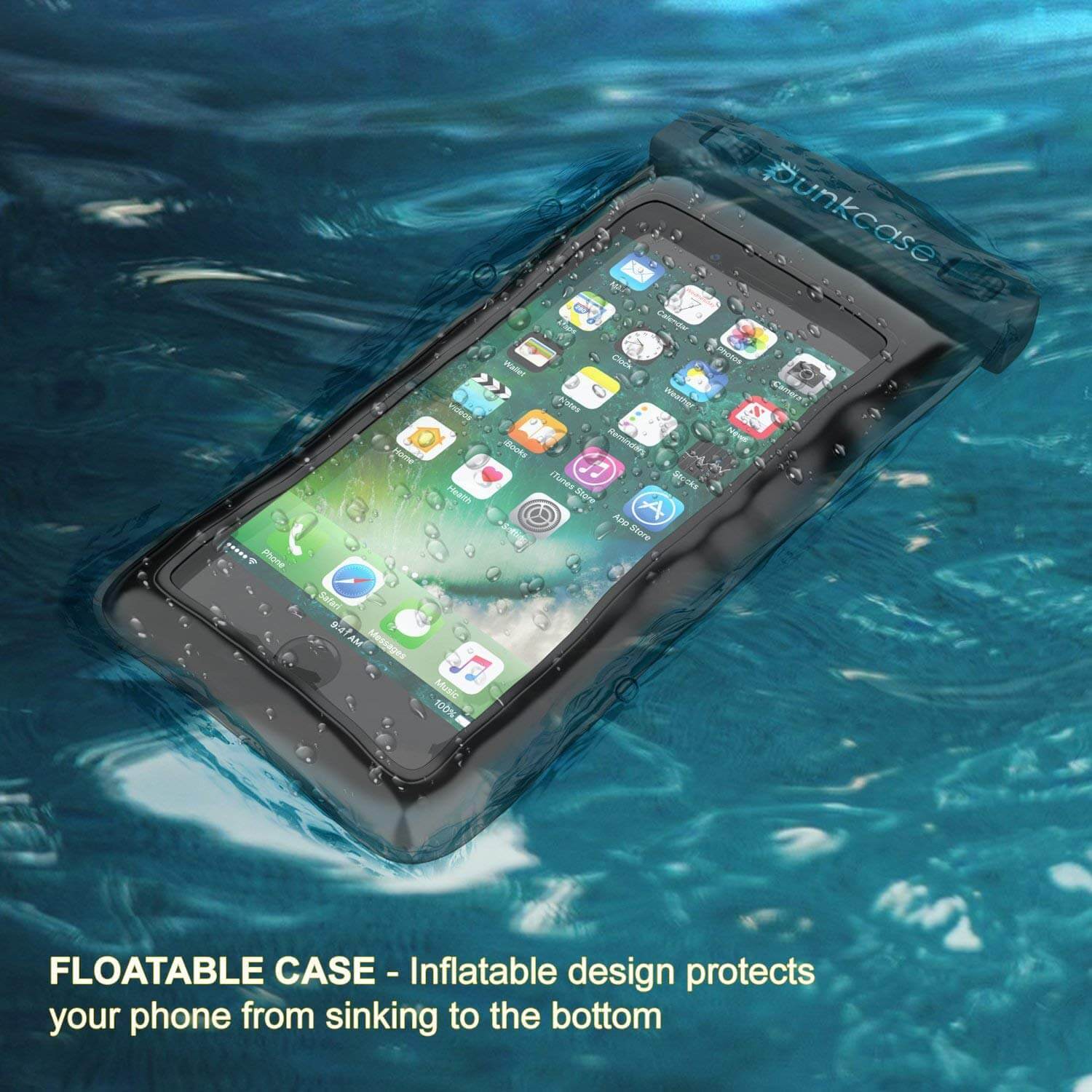 Waterproof Phone Pouch, PunkBag Universal Floating Dry Case Bag for most Cell Phones [Black]