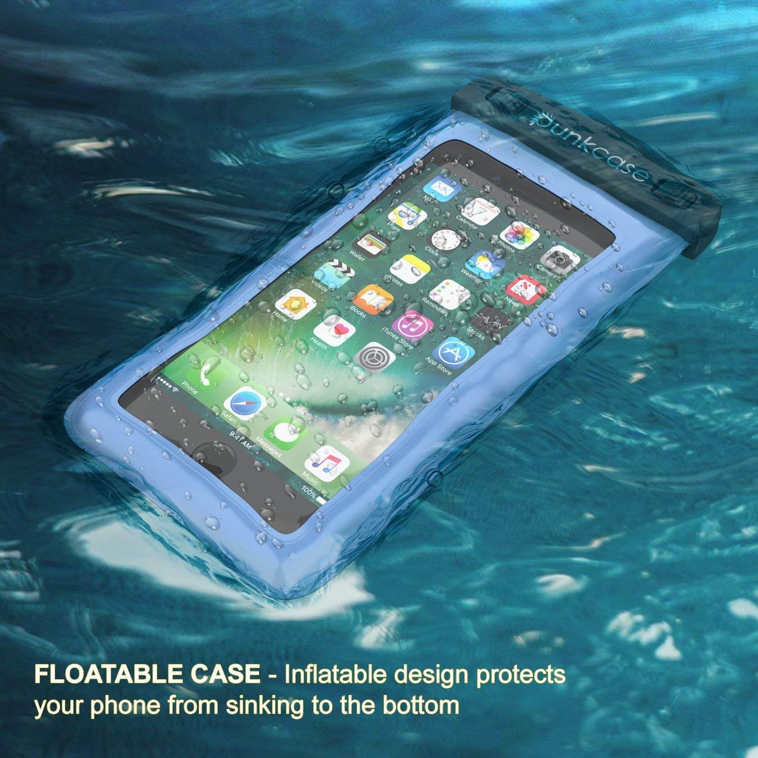 Waterproof Phone Pouch, PunkBag Universal Floating Dry Case Bag for most Cell Phones [Blue]
