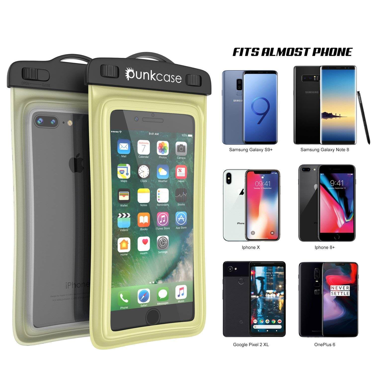 Waterproof Phone Pouch, PunkBag Universal Floating Dry Case Bag for most Cell Phones [Light Green]
