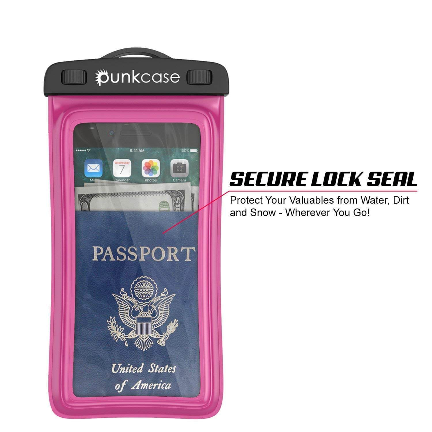Waterproof Phone Pouch, PunkBag Universal Floating Dry Case Bag for most Cell Phones [Pink]
