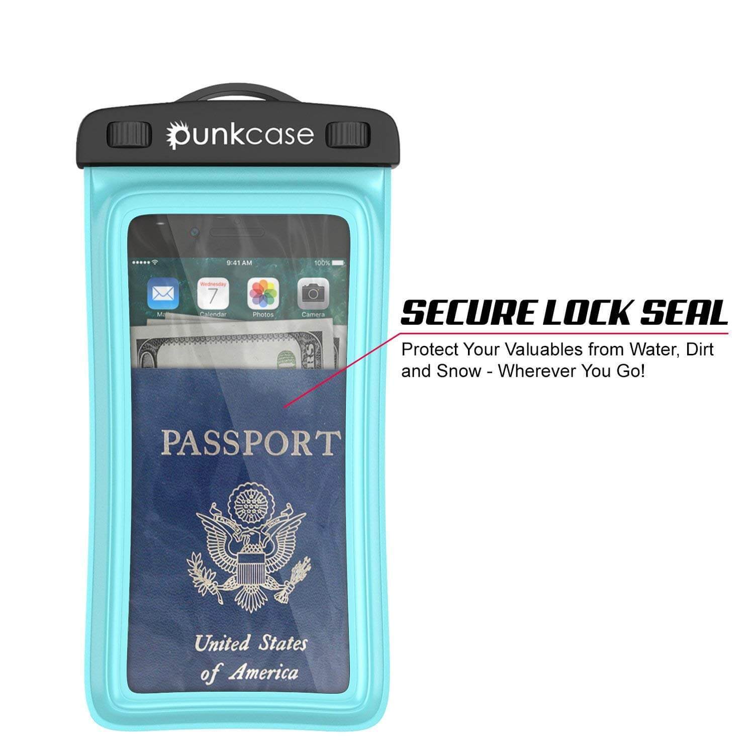 Waterproof Phone Pouch, PunkBag Universal Floating Dry Case Bag for most Cell Phones [Teal]