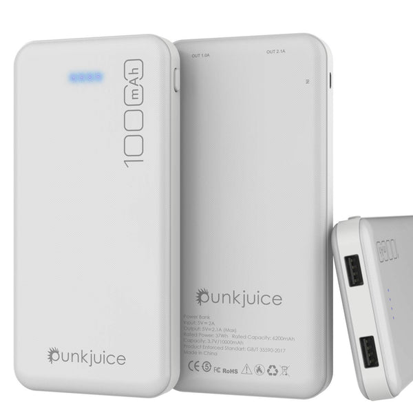 PunkCase PowerBank 10000mah Battery Pack for iPhone X/XS/Max/XR / 11/10, iPad, Samsung Galaxy S10 / S9 and Many More [White]