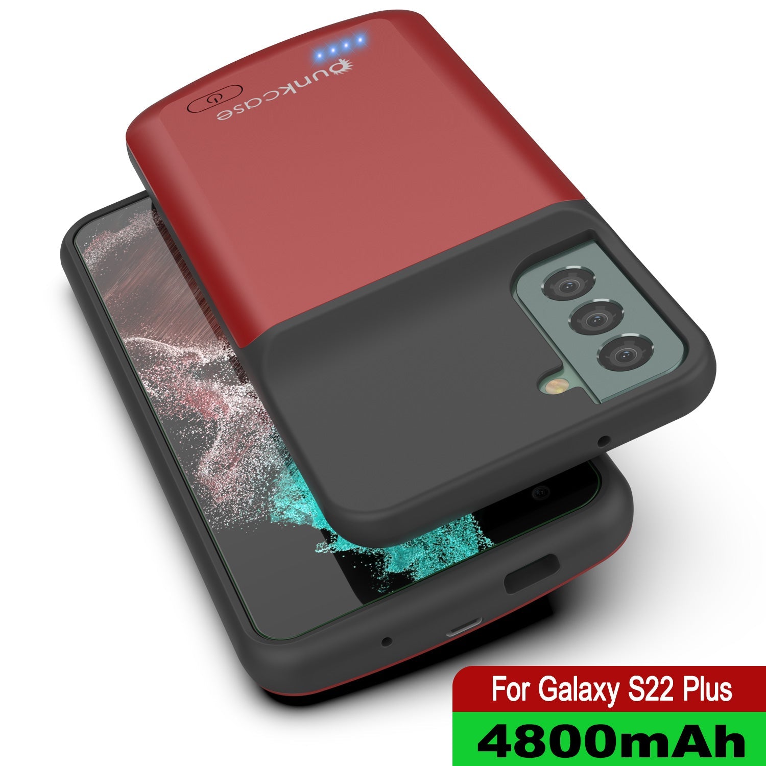 PunkJuice S22+ Plus Battery Case Red - Portable Charging Power Juice Bank with 4800mAh