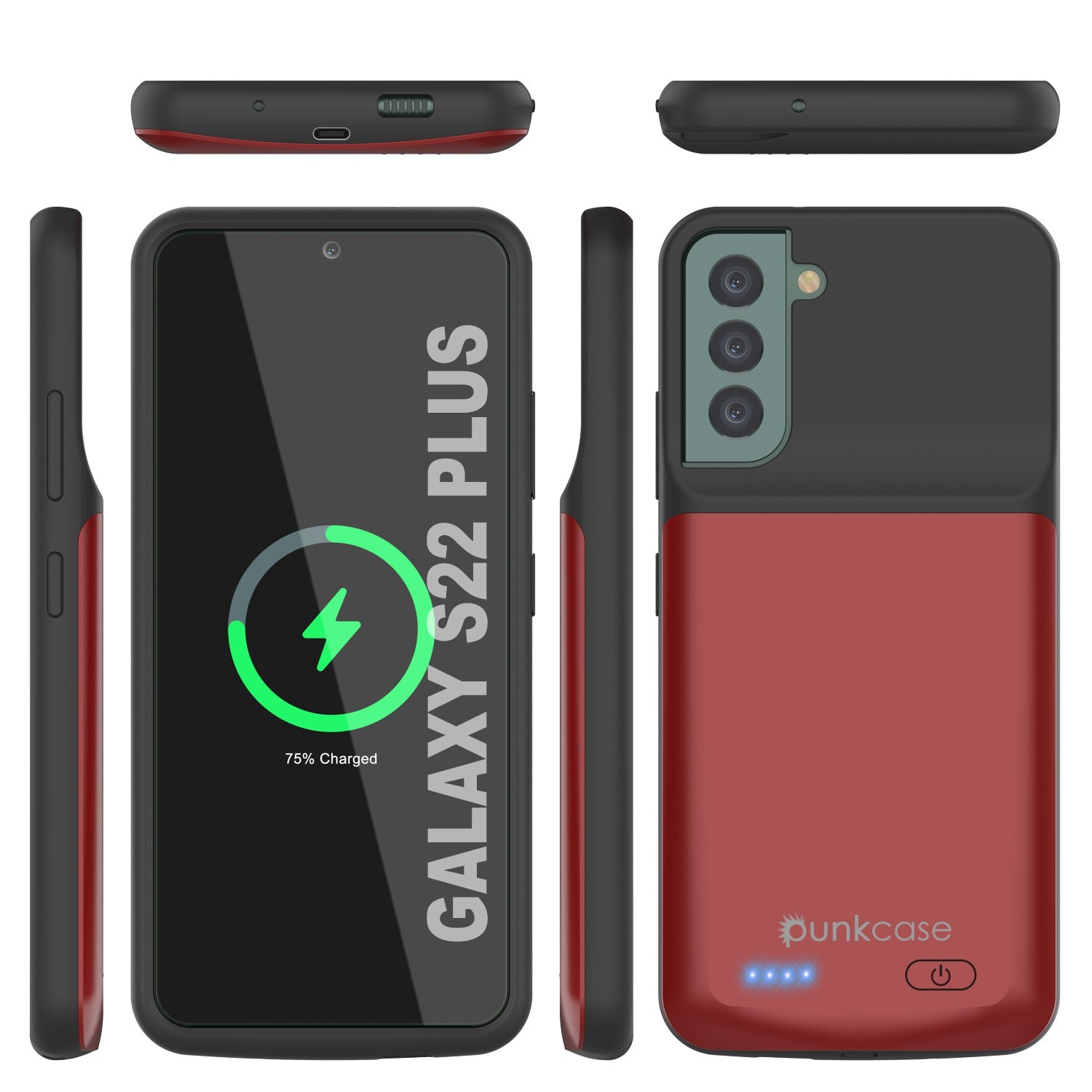 PunkJuice S22+ Plus Battery Case Red - Portable Charging Power Juice Bank with 4800mAh
