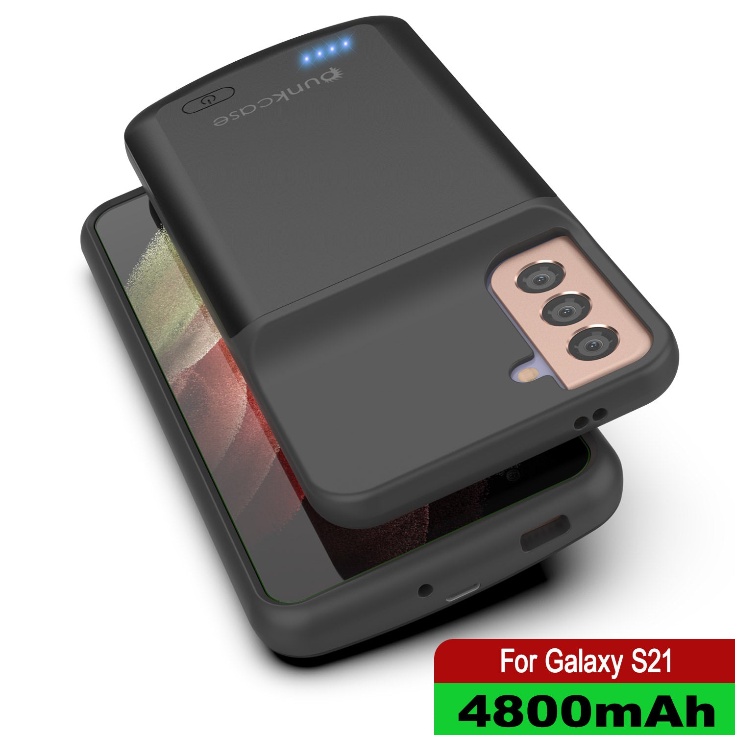 PunkJuice S21 Battery Case Black - Portable Charging Power Juice Bank with 4800mAh