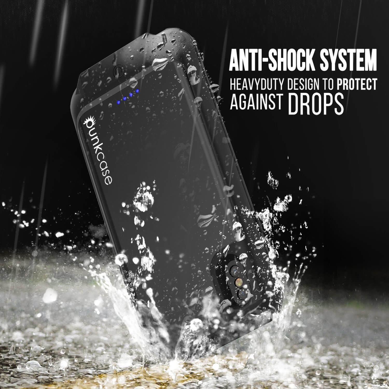 PunkJuice iPhone X Battery Case, Waterproof, IP68 Certified [Ultra Slim] [Black]