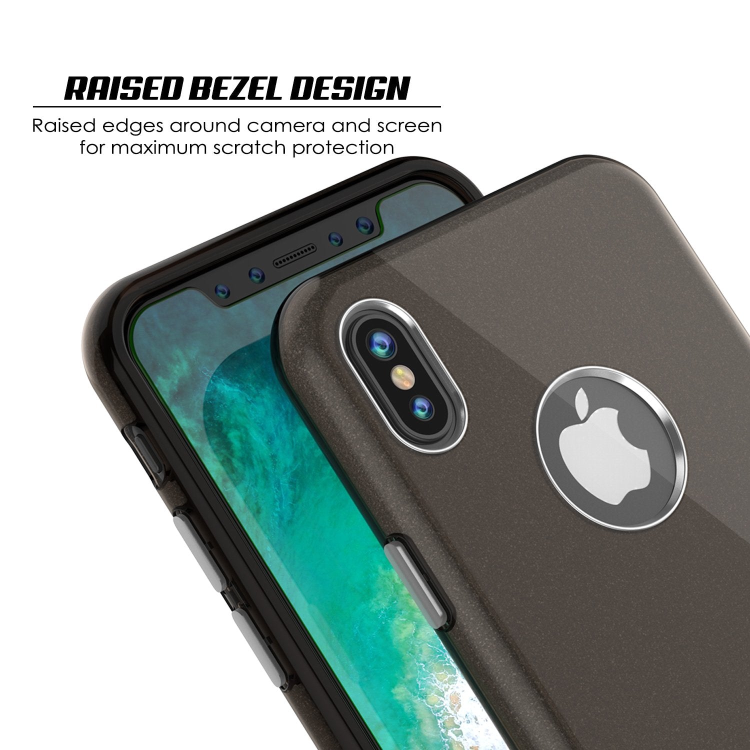 iPhone X Case, Punkcase Galactic 2.0 Series Ultra Slim w/ Tempered Glass Screen Protector | [Black/Grey]