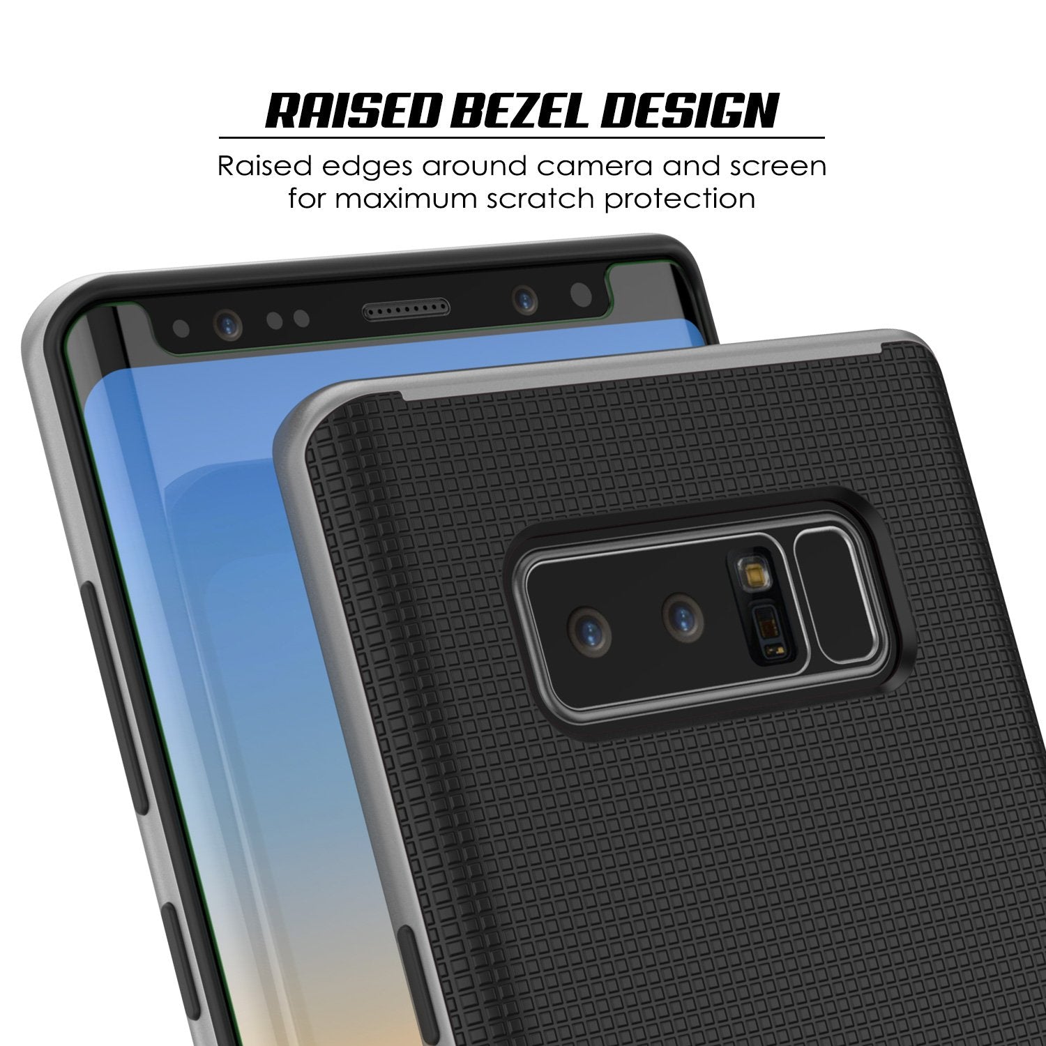 Galaxy Note 8 Case, PunkCase Stealth Silver Series Hybrid 3-Piece Shockproof Dual Layer Cover