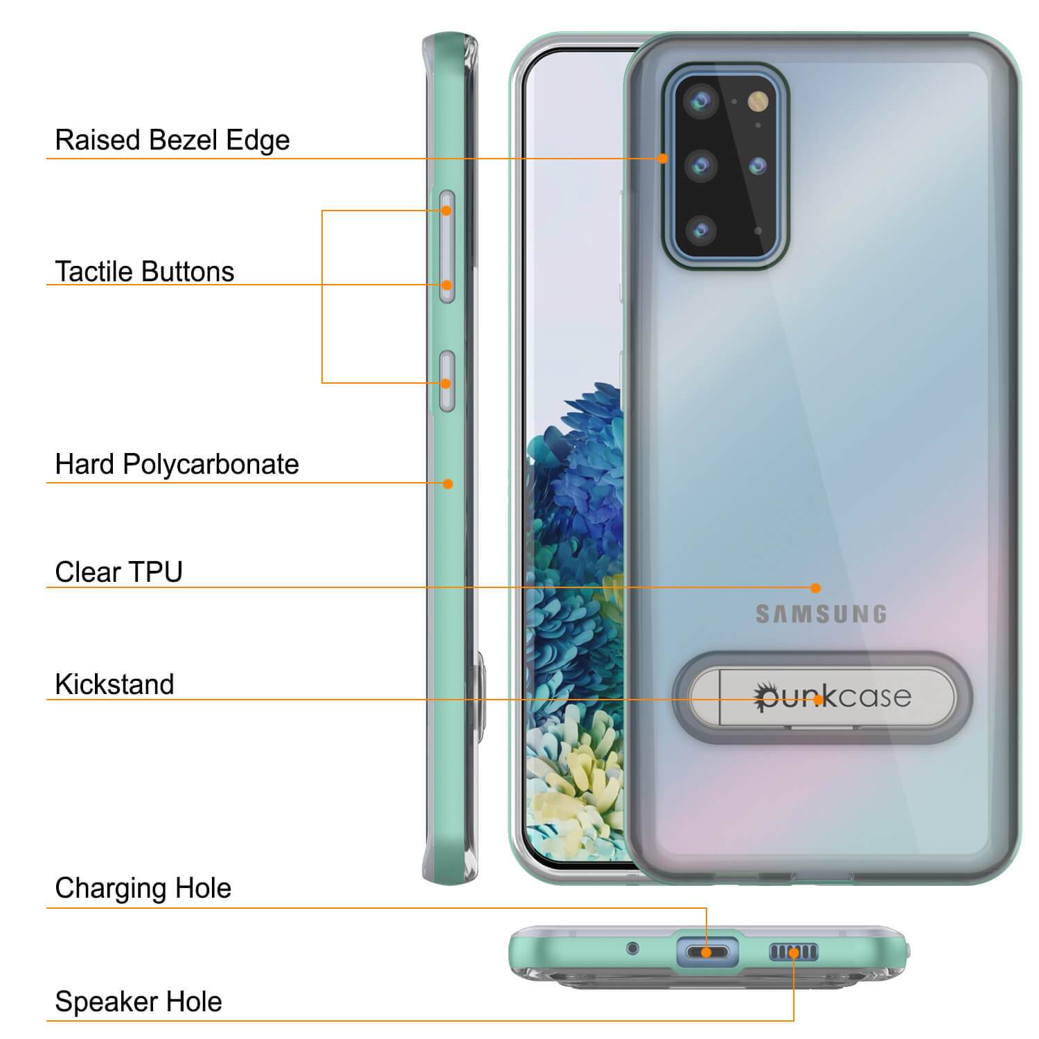 Galaxy S20+ Plus Case, PUNKcase [LUCID 3.0 Series] [Slim Fit] Armor Cover w/ Integrated Screen Protector [Teal]