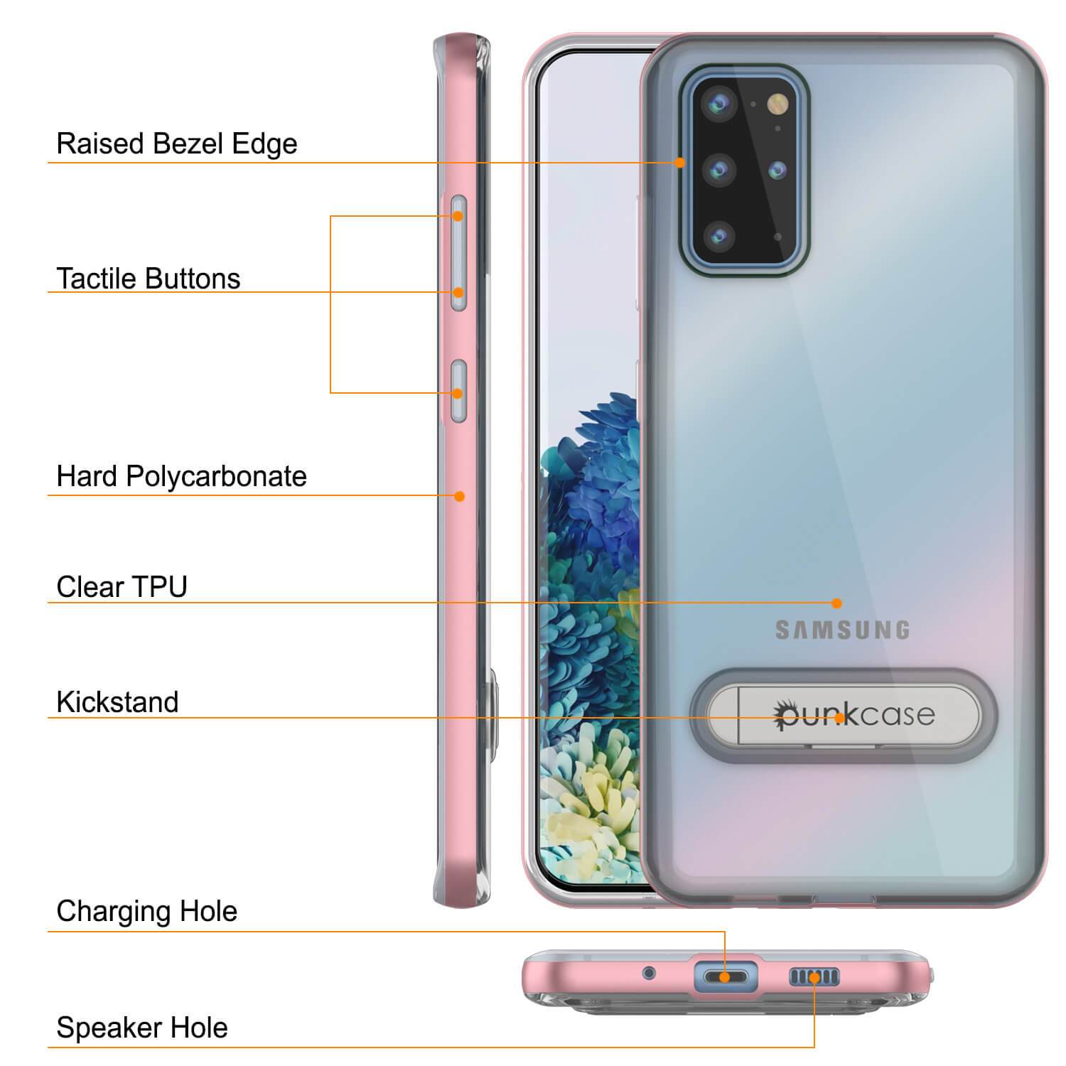 Galaxy S20+ Plus Case, PUNKcase [LUCID 3.0 Series] [Slim Fit] Armor Cover w/ Integrated Screen Protector [Rose Gold]