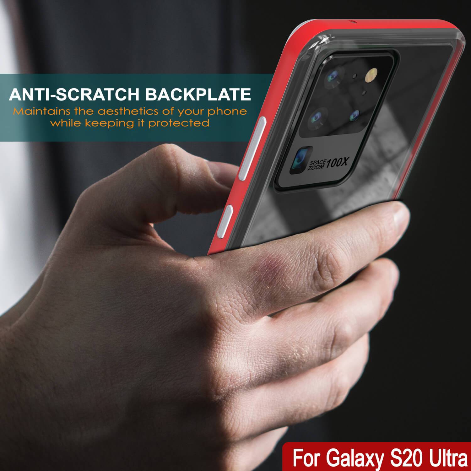 Galaxy S20 Ultra Case, PUNKcase [LUCID 3.0 Series] [Slim Fit] Armor Cover w/ Integrated Screen Protector [Red]