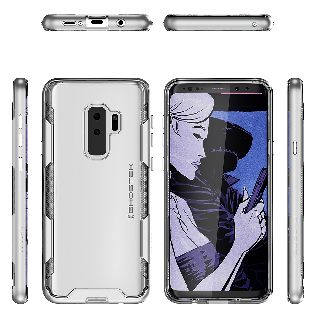 Galaxy S9+ Plus Clear Protective Case | Cloak 3 Series [Silver]