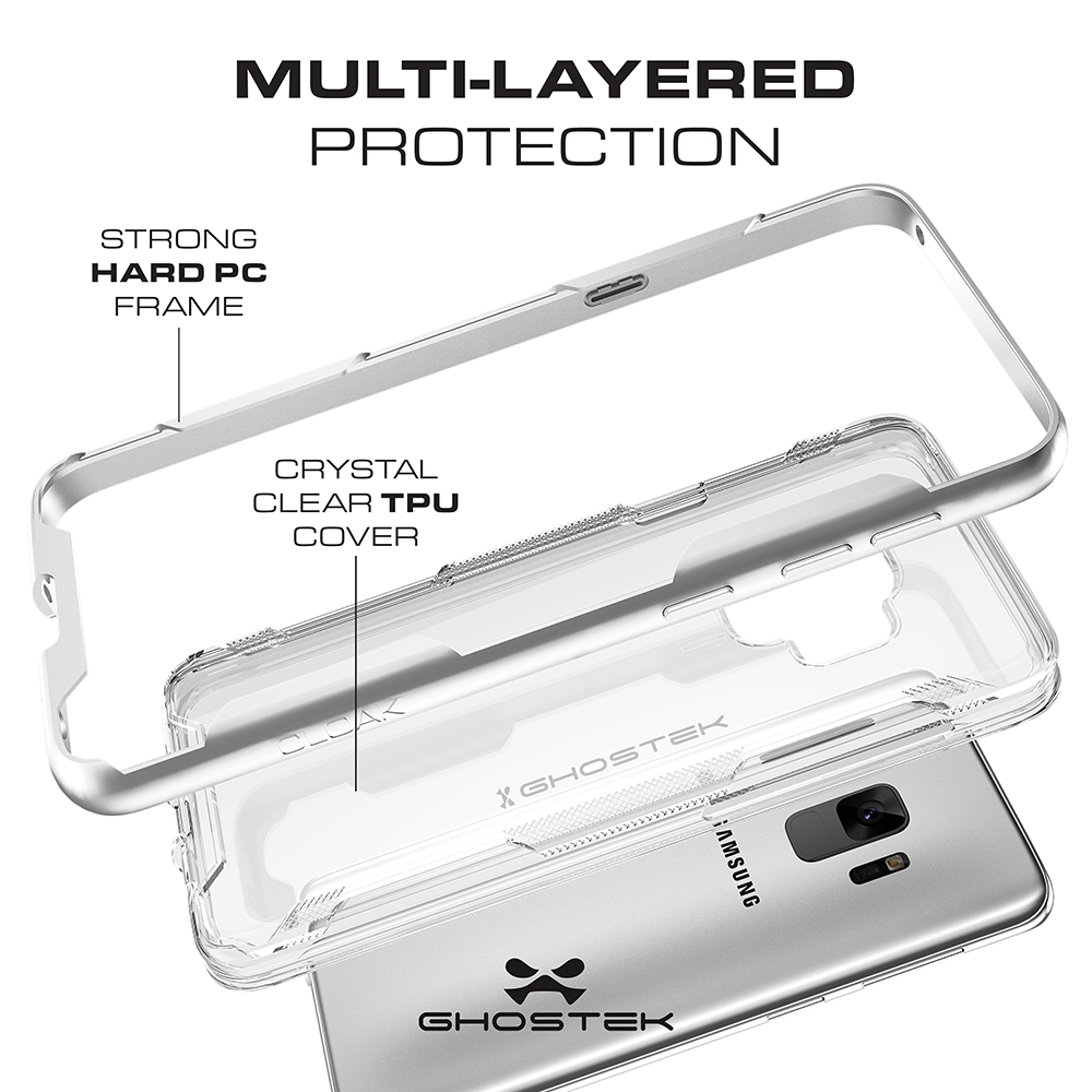 Galaxy S9+ Plus Clear Protective Case | Cloak 3 Series [Silver]