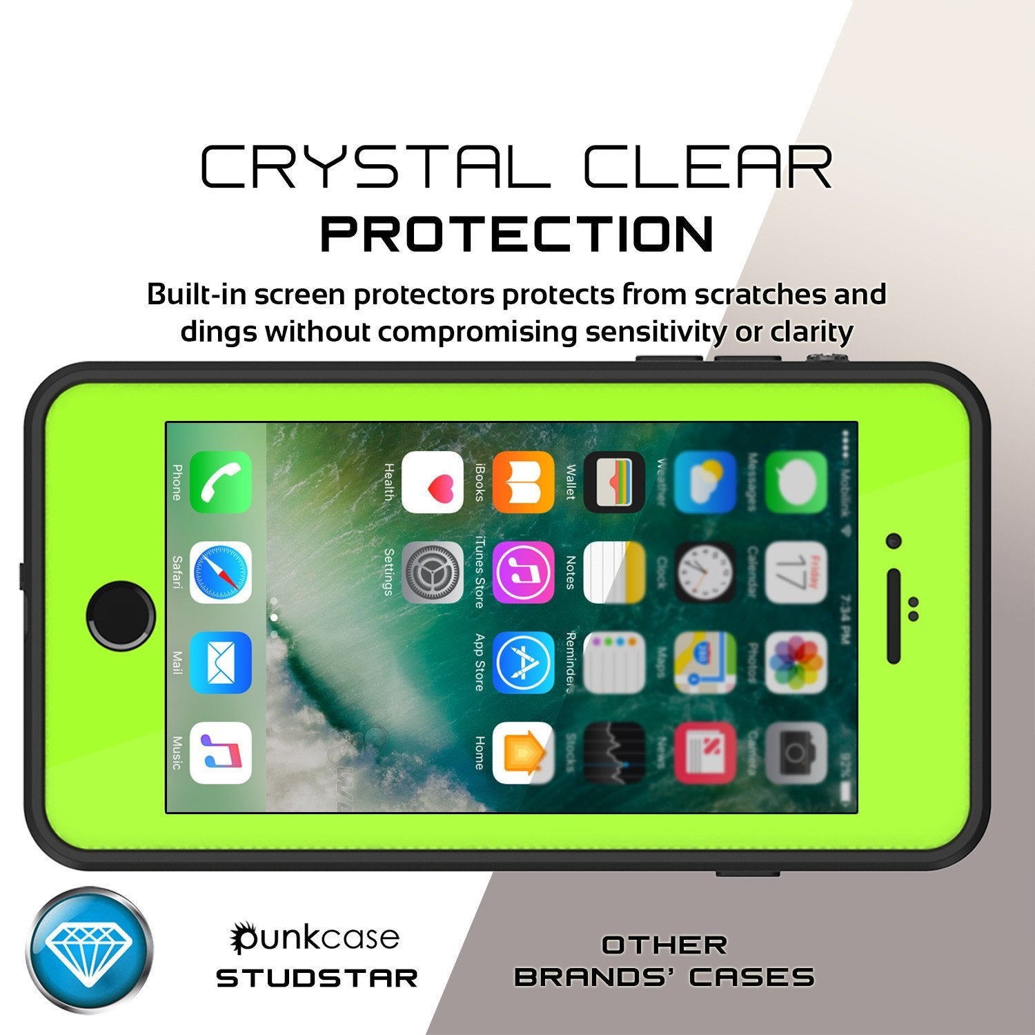 iPhone 8+ Plus Waterproof Case, Punkcase [StudStar] [Light Green] [Slim Fit] [IP68 Certified] [Shockproof] [Dirtproof] Armor Cover