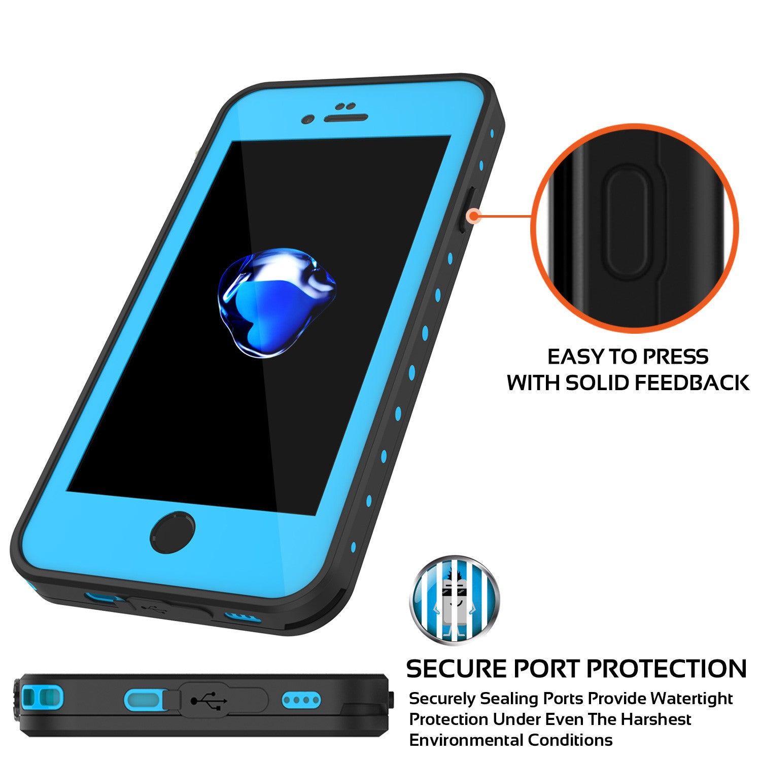 PUNKCASE - Studstar Series Snowproof Case for Apple IPhone 7 | Light Blue