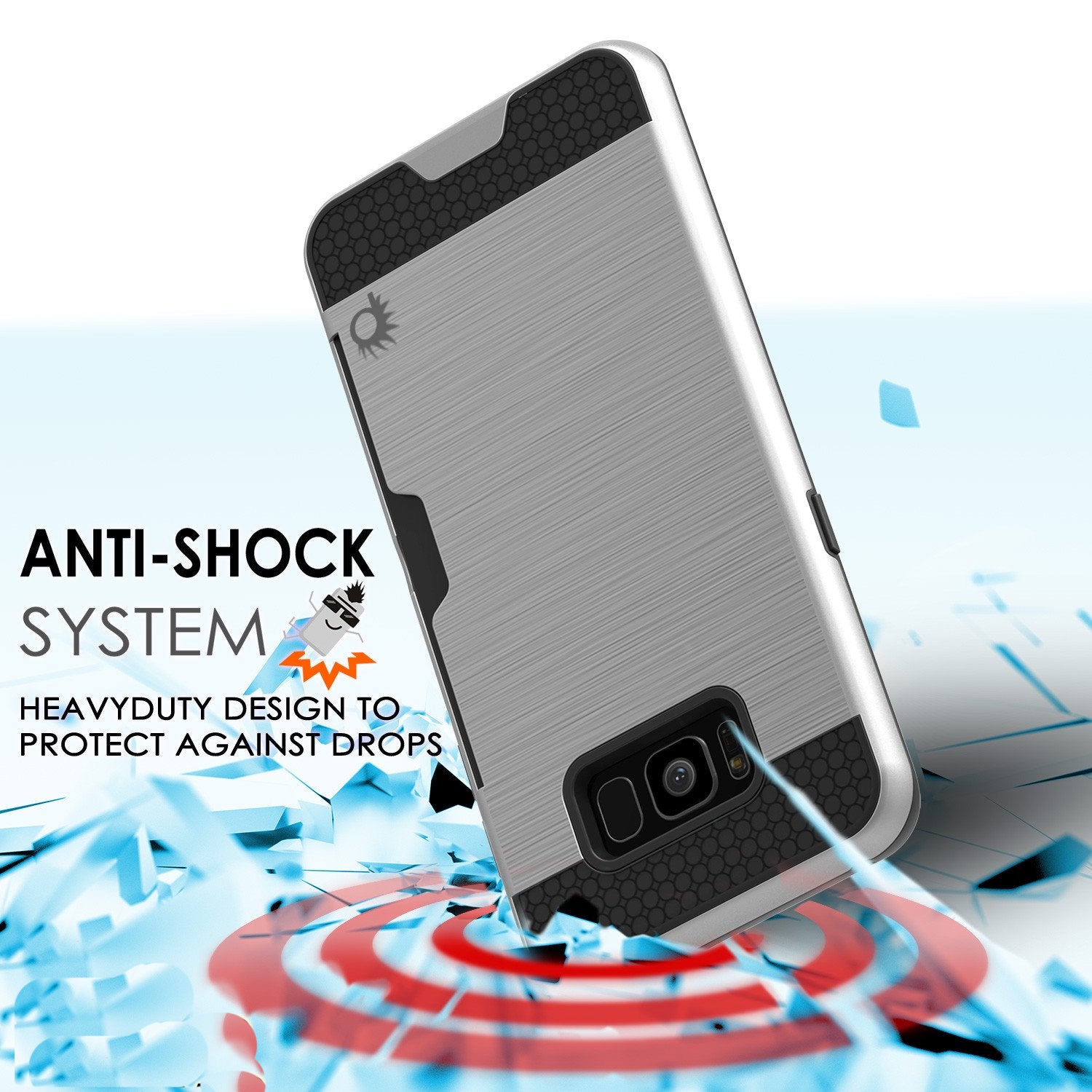 Galaxy S8 Case PunkCase SLOT Silver Series Slim Armor Soft Cover Case