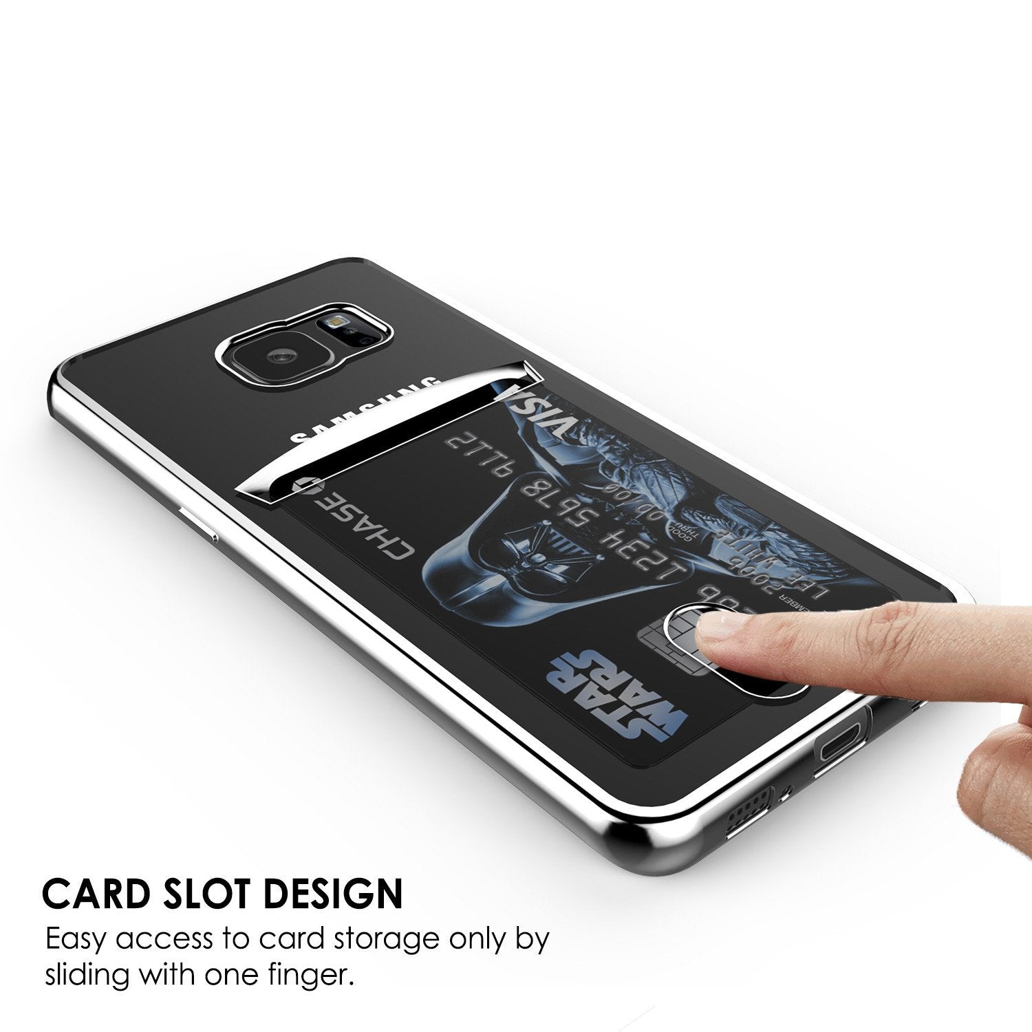 Galaxy S7 EDGE Case, PUNKCASE® LUCID Silver Series | Card Slot | SHIELD Screen Protector | Ultra fit