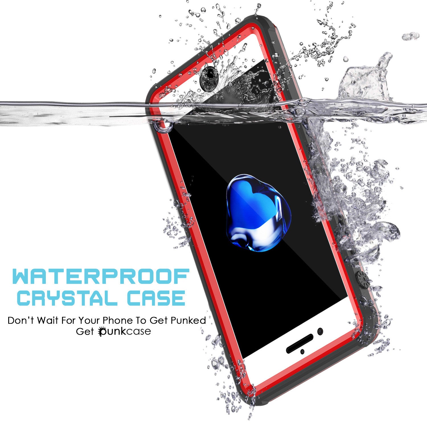 PUNKCASE - Crystal Series Waterproof Case for Apple IPhone 7+ Plus | Red