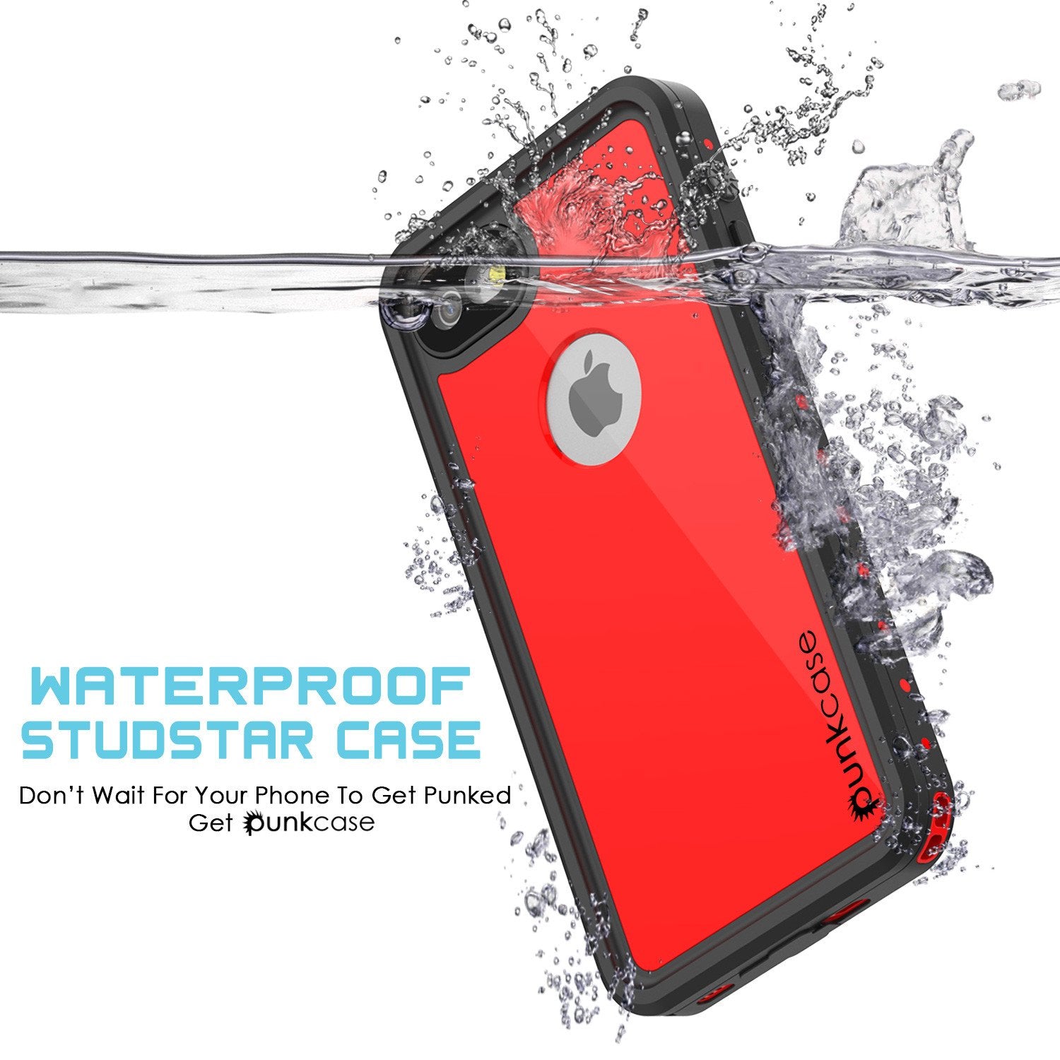 iPhone 7 Waterproof IP68 Case, Punkcase [Red] [StudStar Series] [Slim Fit] [Dirtproof] [Snowproof]