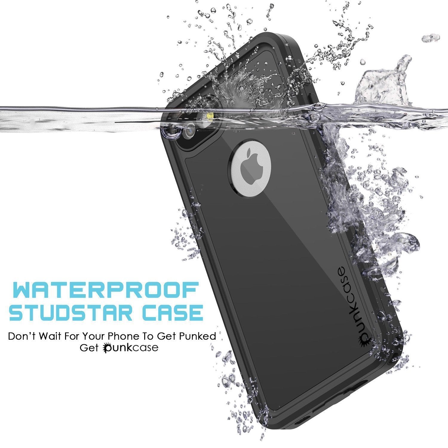 iPhone 8 Waterproof Case, Punkcase [Black] [StudStar Series] [Slim Fit] [IP68 Certified][Dirtproof] [Snowproof]