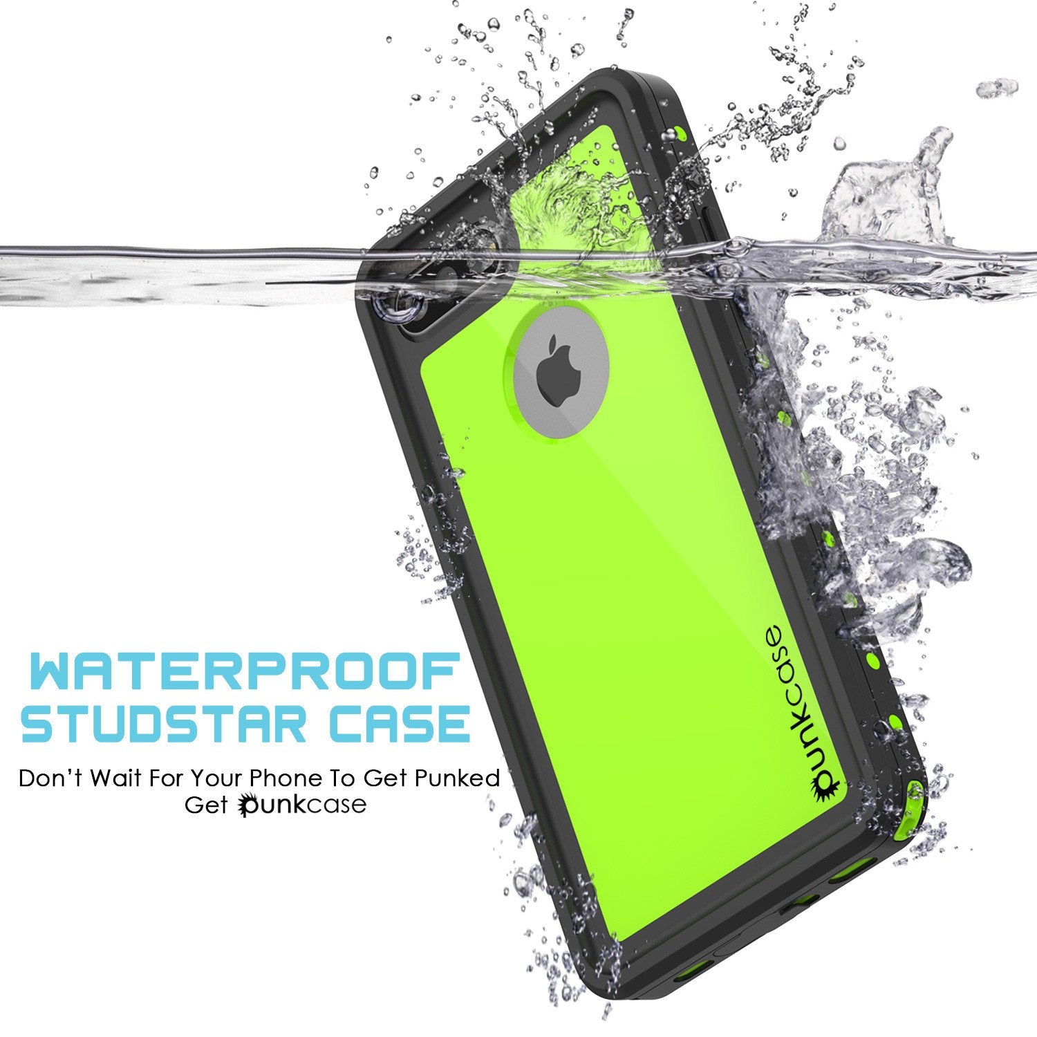 iPhone 7+ Plus Waterproof IP68 Case, Punkcase [Light Green] [StudStar Series] [Slim Fit] [Dirtproof]