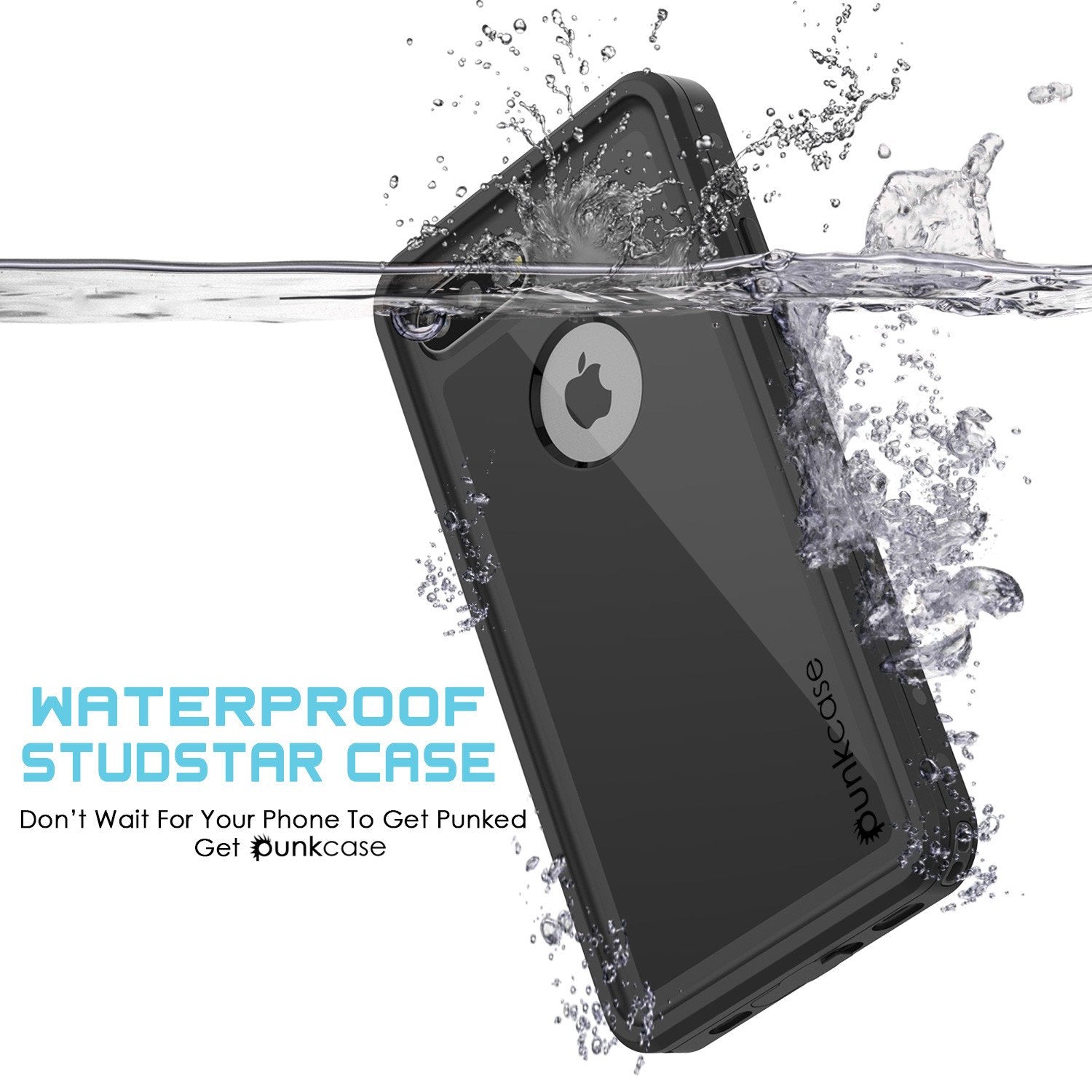 iPhone 7+ Plus Waterproof IP68 Case, Punkcase [Black] [StudStar Series] [Slim Fit] [Dirtproof]
