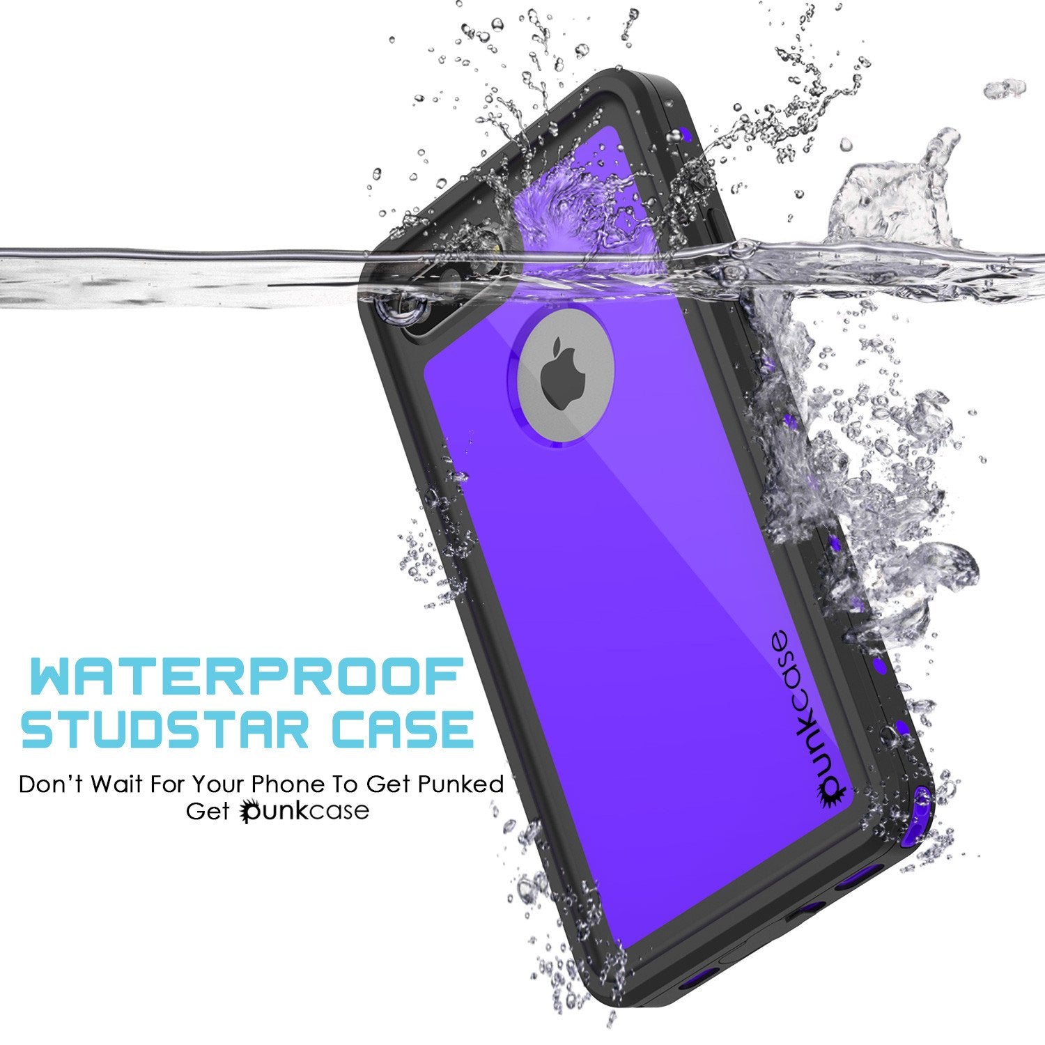 iPhone 7+ Plus Waterproof IP68 Case, Punkcase [Puple] [StudStar Series] [Slim Fit] [Dirtproof]