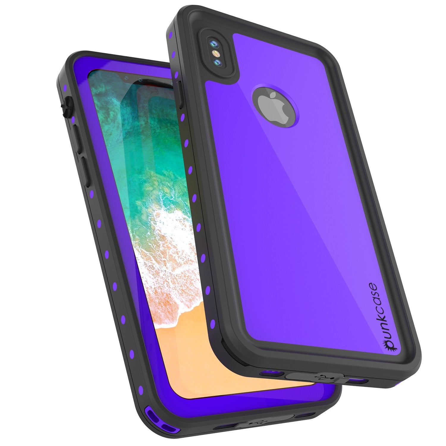 iPhone X Waterproof IP68 Case, Punkcase [Purple] [StudStar Series] [Slim Fit] [Dirtproof]