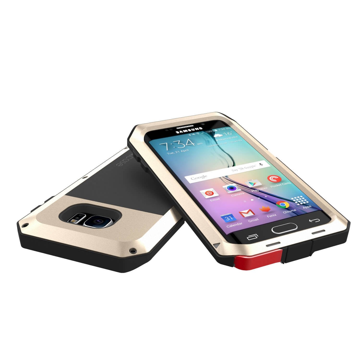 Galaxy S7 EDGE  Case, PUNKcase Metallic Gold Shockproof  Slim Metal Armor Case